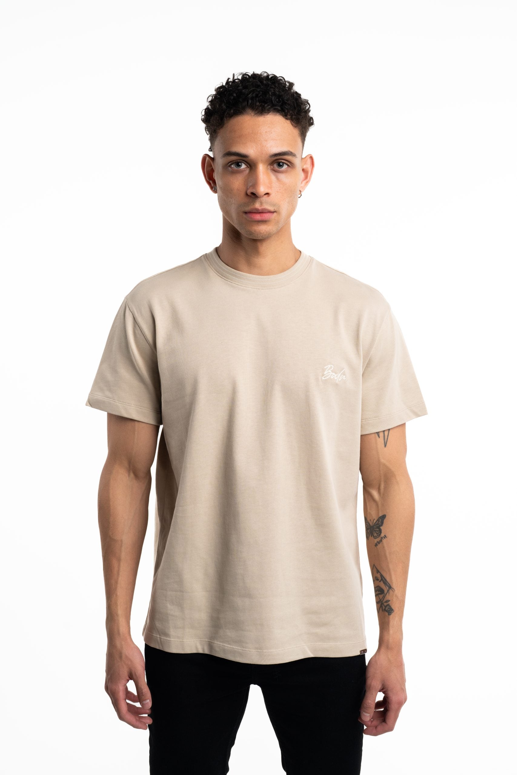 BALR Men's Tape Script T Shirt | B1112.1360-Feather Beige