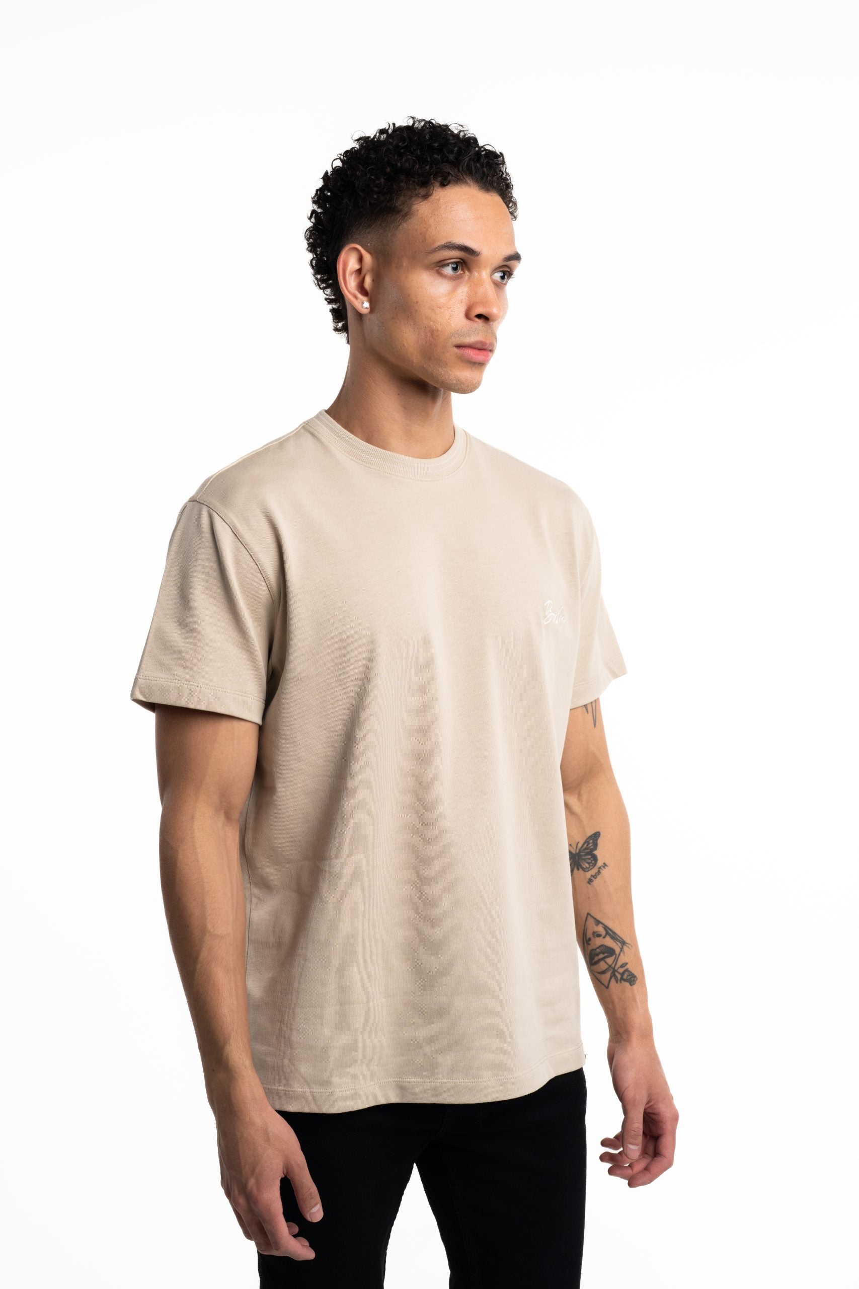 BALR Men's Tape Script T Shirt | B1112.1360-Feather Beige