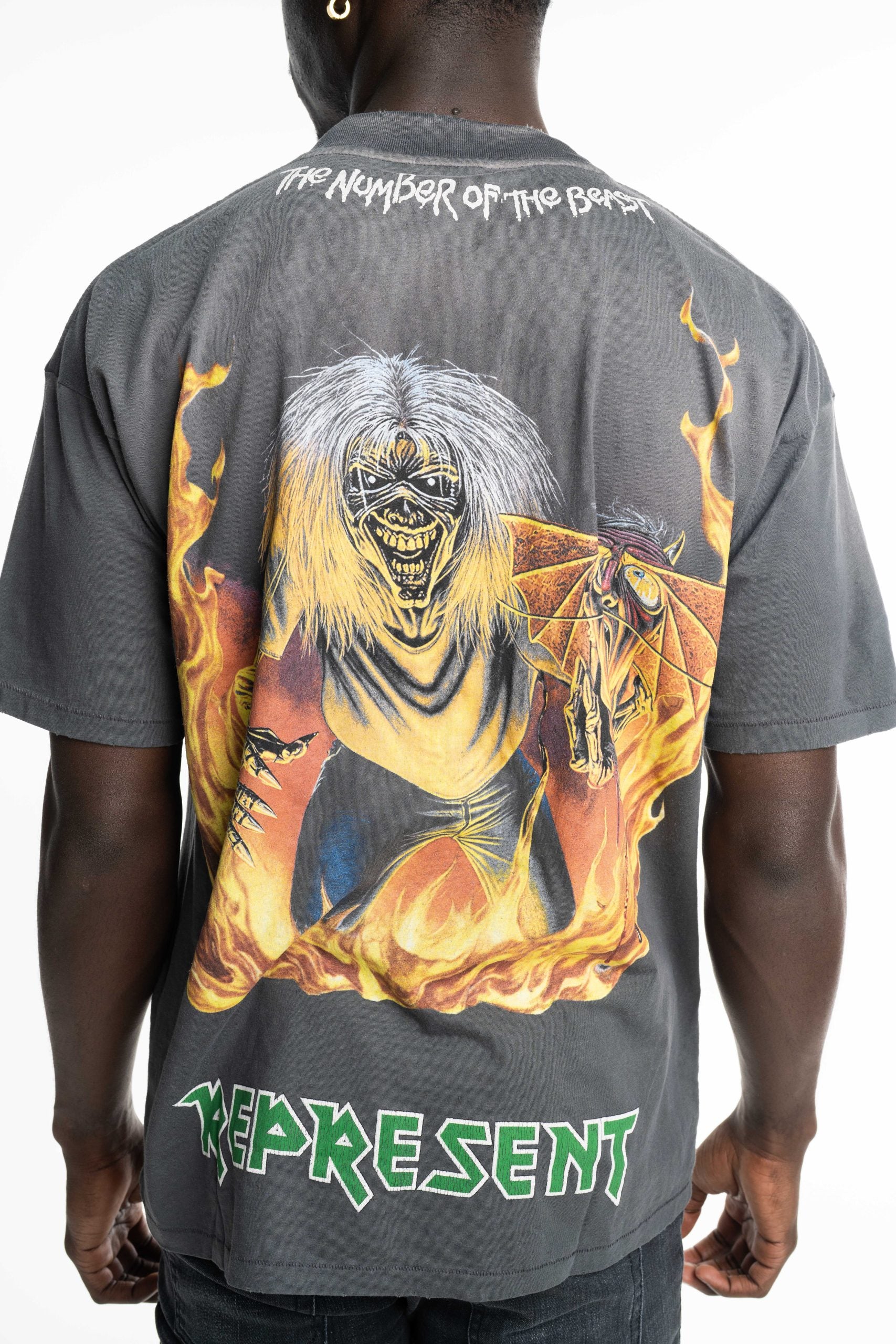 Represent Men's Iron Maiden x Number of Beast T Shirt MLM100583-46 Sunfade Grey