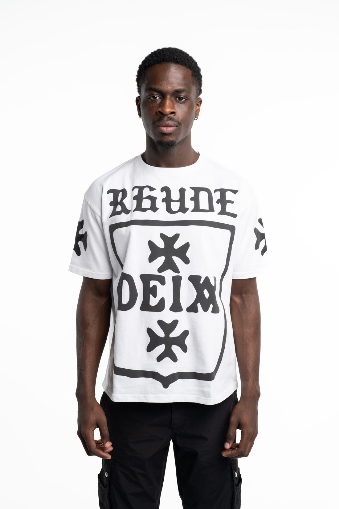 Rhude Men's Deix Shield Oversized Tee White | RHPF25TT08012-0053