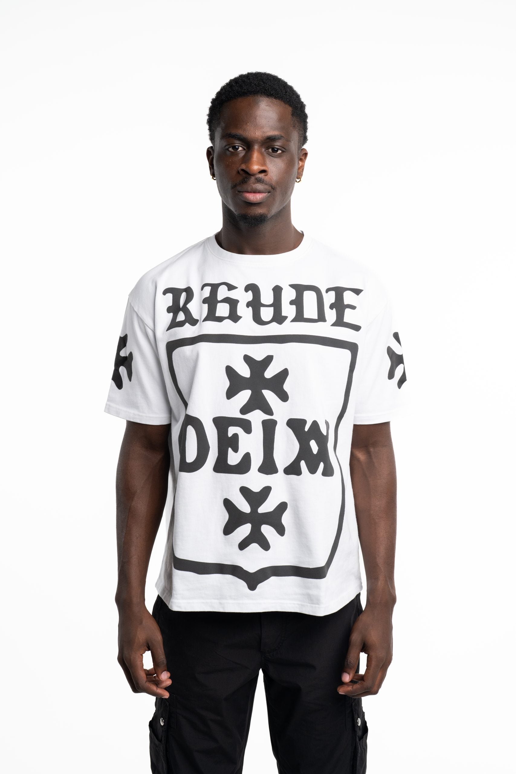Rhude Men's Deix Shield Oversized Tee White | RHPF25TT08012-0053