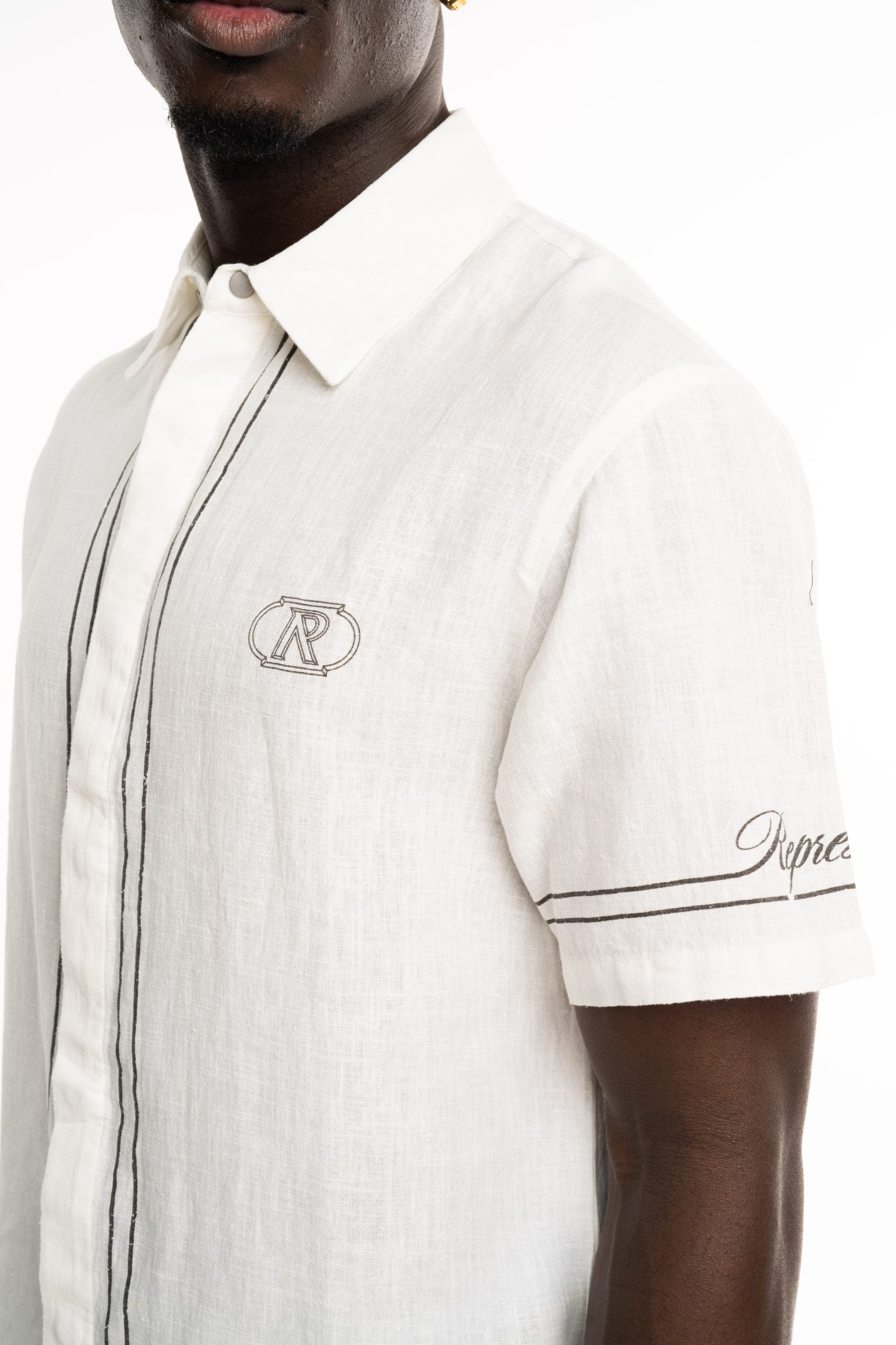 Represent Men's Border Shirt MLM100298-26 Whisper White