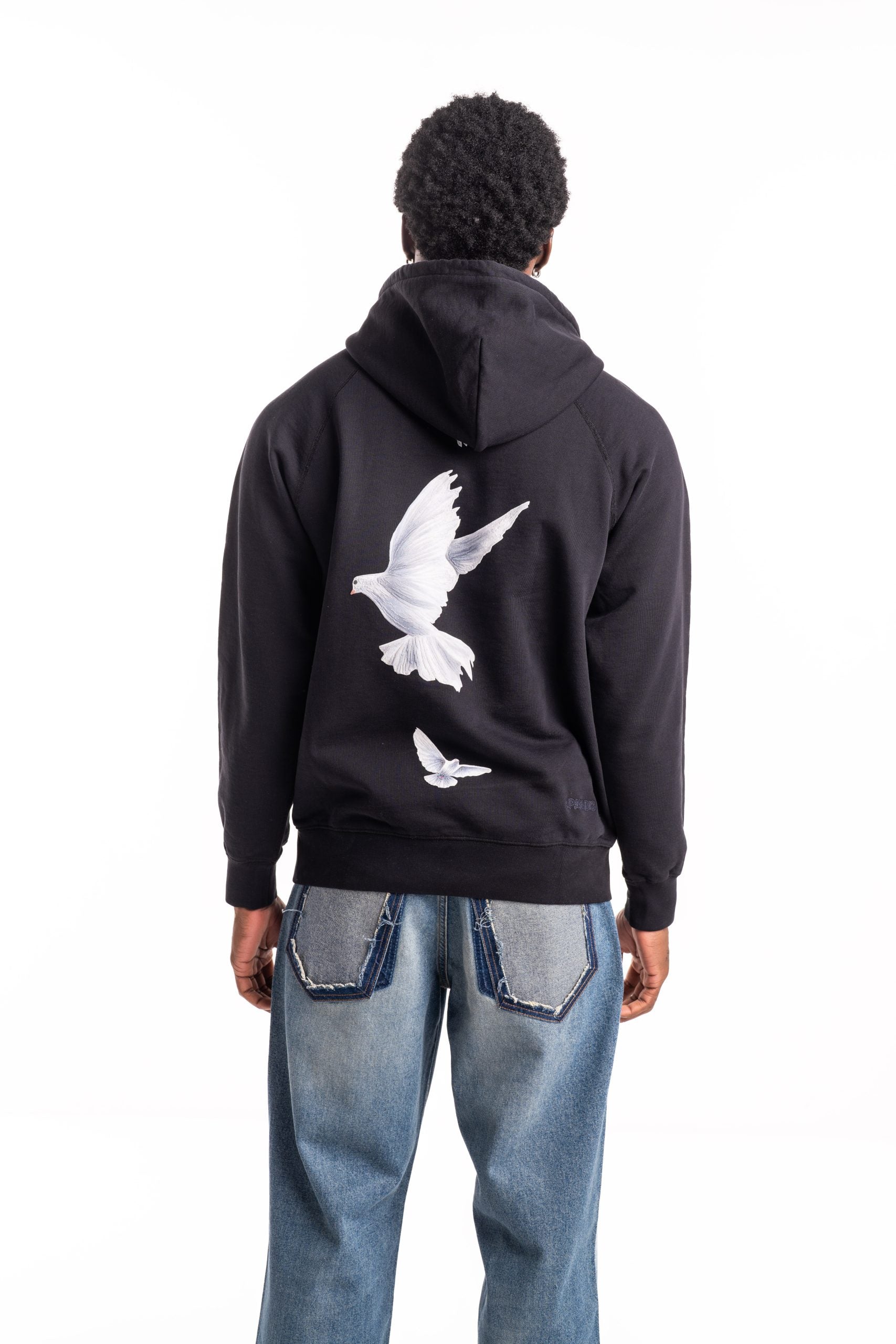 3 Paradis Men's Freedom Doves Hooded Sweater | SS2598HOOD Black