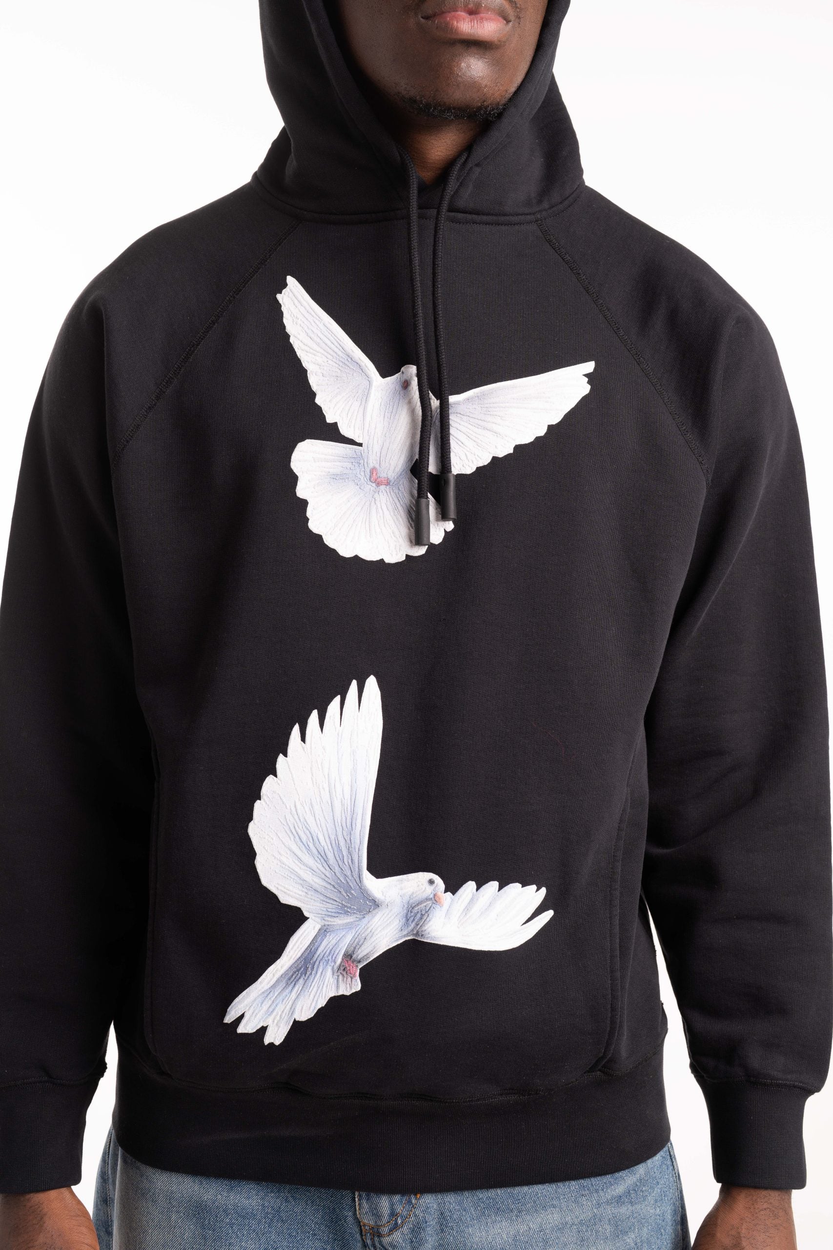 3 Paradis Men's Freedom Doves Hooded Sweater | SS2598HOOD Black