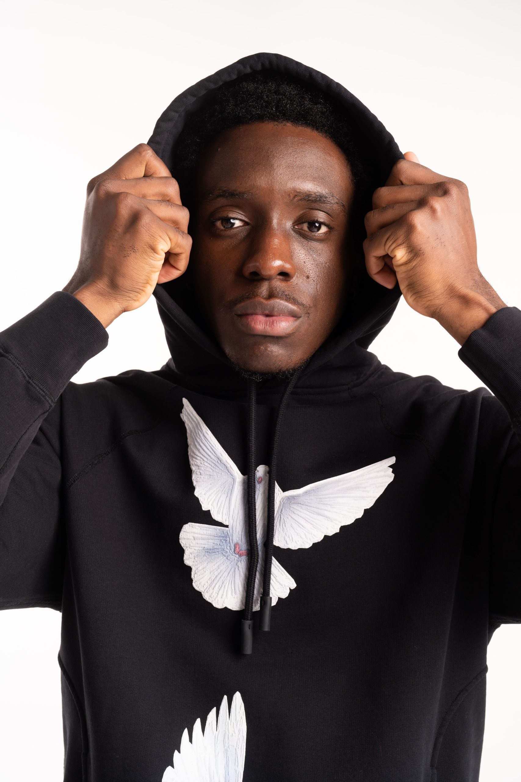 3 Paradis Men's Freedom Doves Hooded Sweater | SS2598HOOD Black