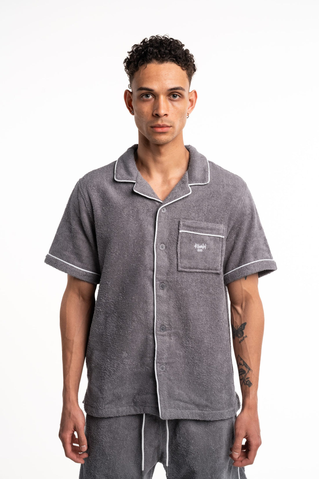 Ksubi Men's Knitted Lounge SS Resort Shirt MPF25SH006 GRY