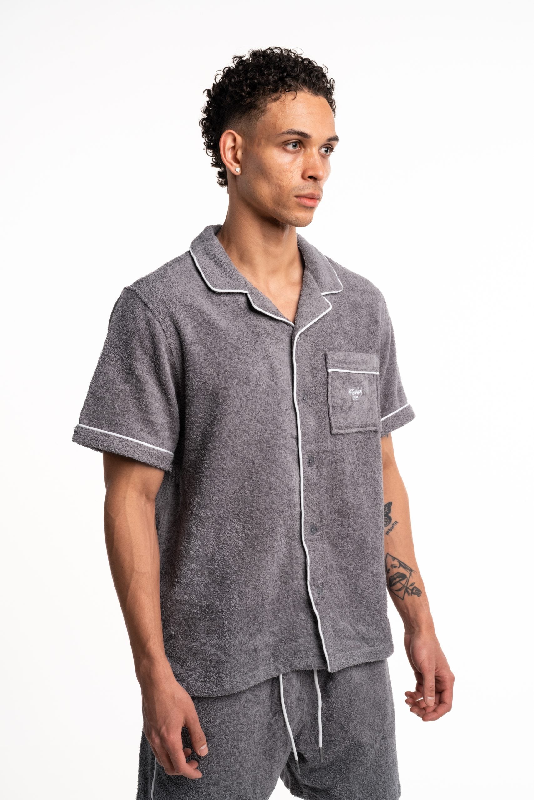 Ksubi Men's Knitted Lounge SS Resort Shirt MPF25SH006 GRY