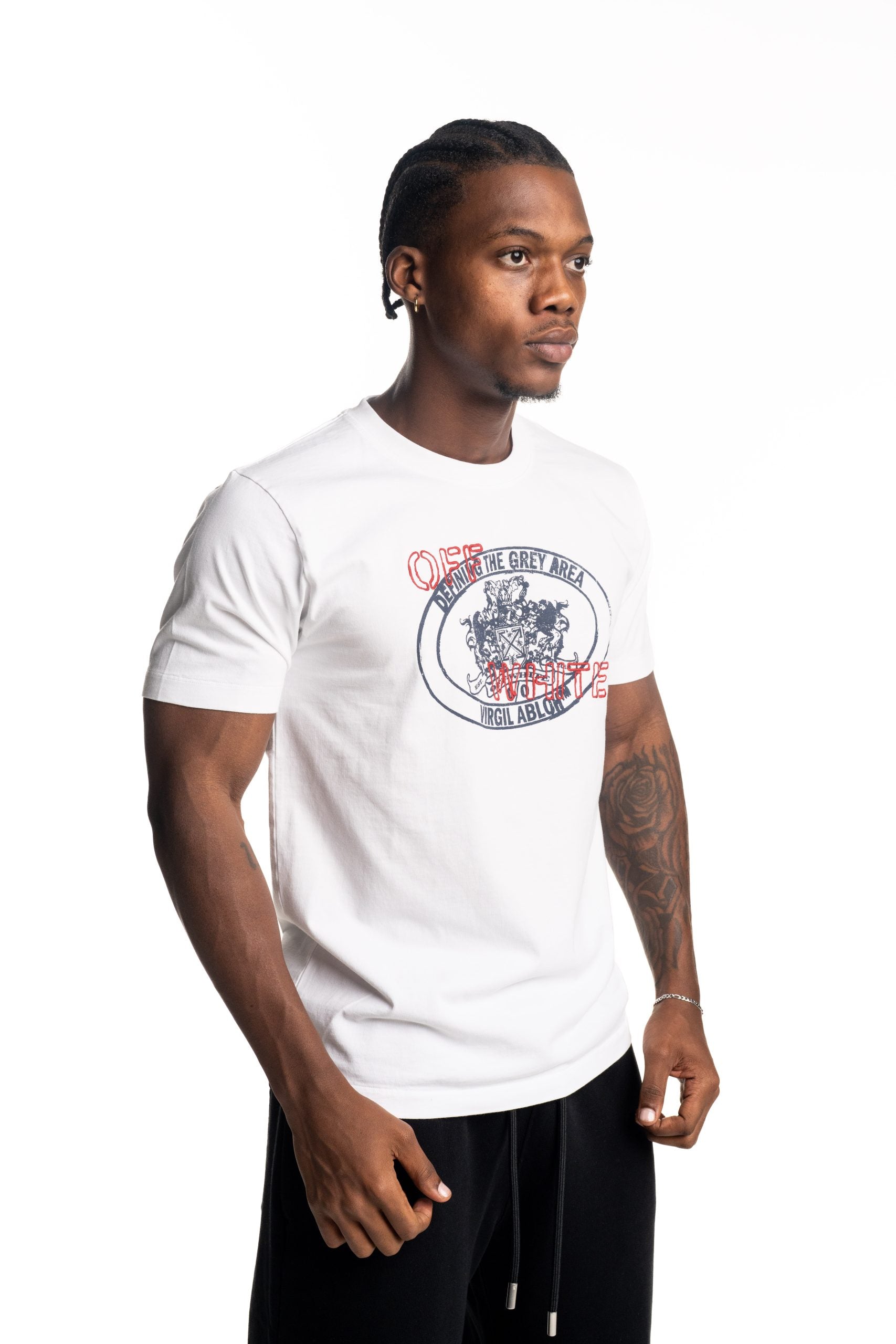 Off White Men's Stamp Arrow Slim SS Tee | A027F5J00E0183-White/Dark
