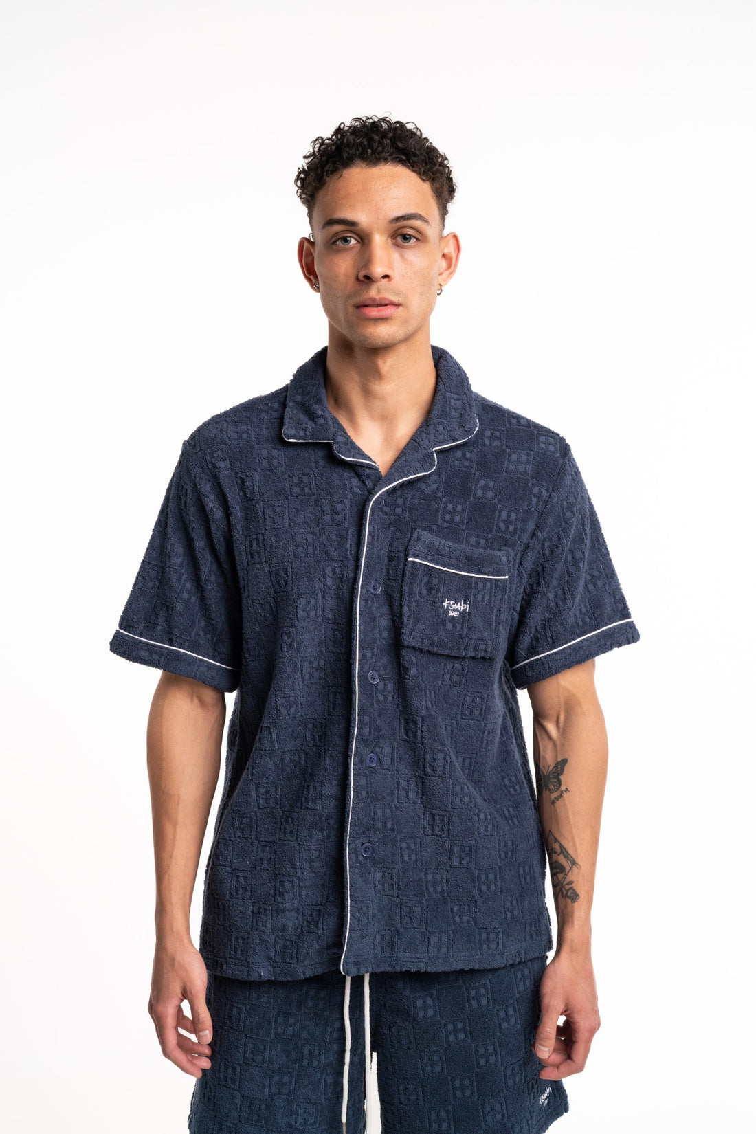 Ksubi Men's Knitted Lounge SS Resort Shirt MPF25SH015 BLU