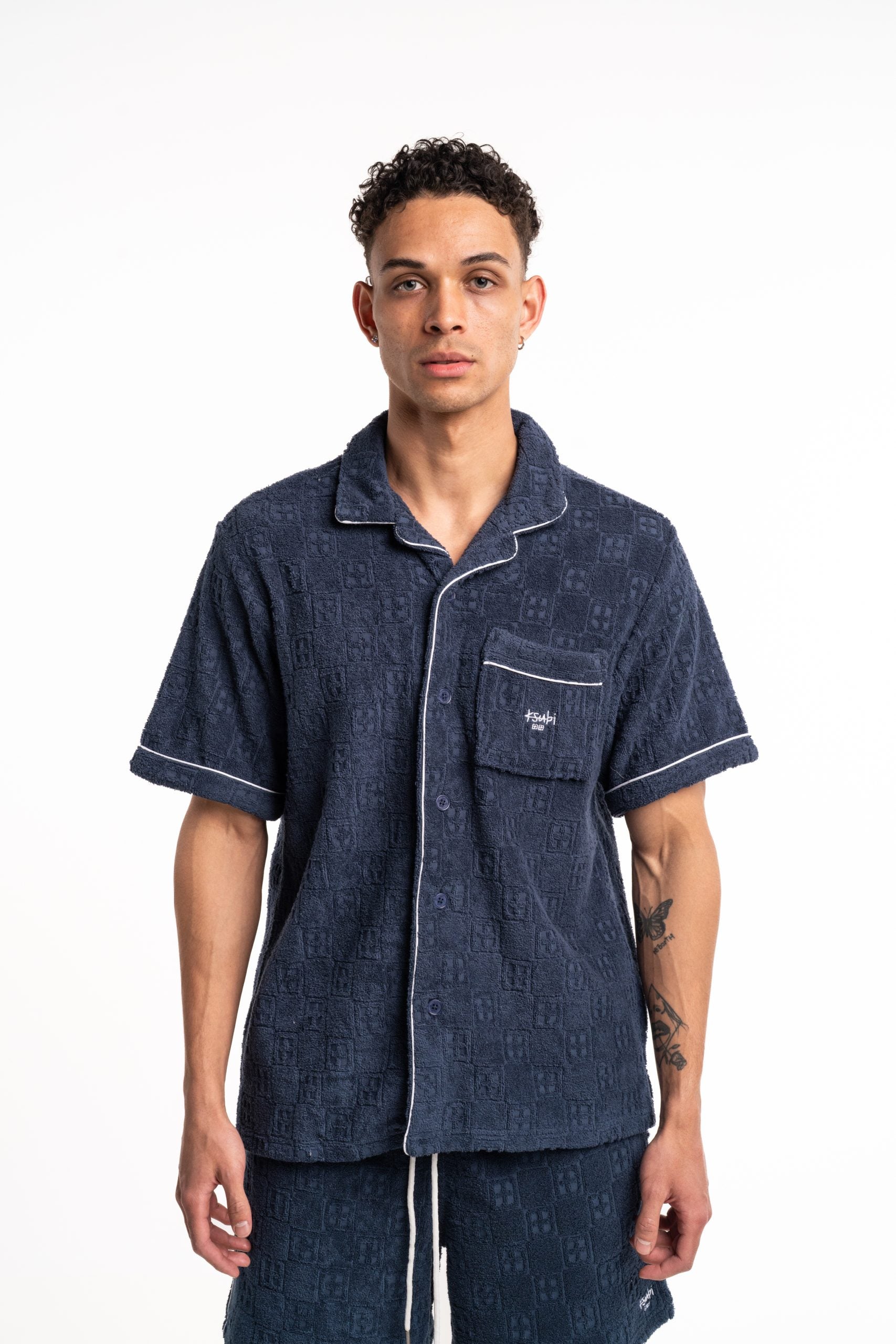Ksubi Men's Knitted Lounge SS Resort Shirt MPF25SH015 BLU