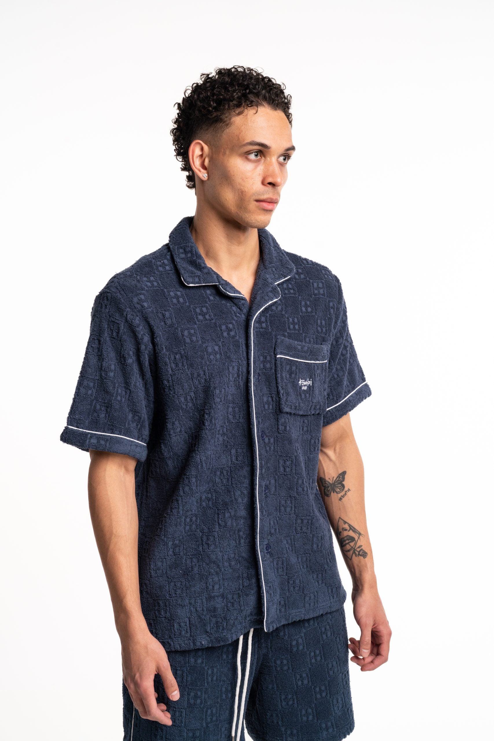 Ksubi Men's Knitted Lounge SS Resort Shirt MPF25SH015 BLU