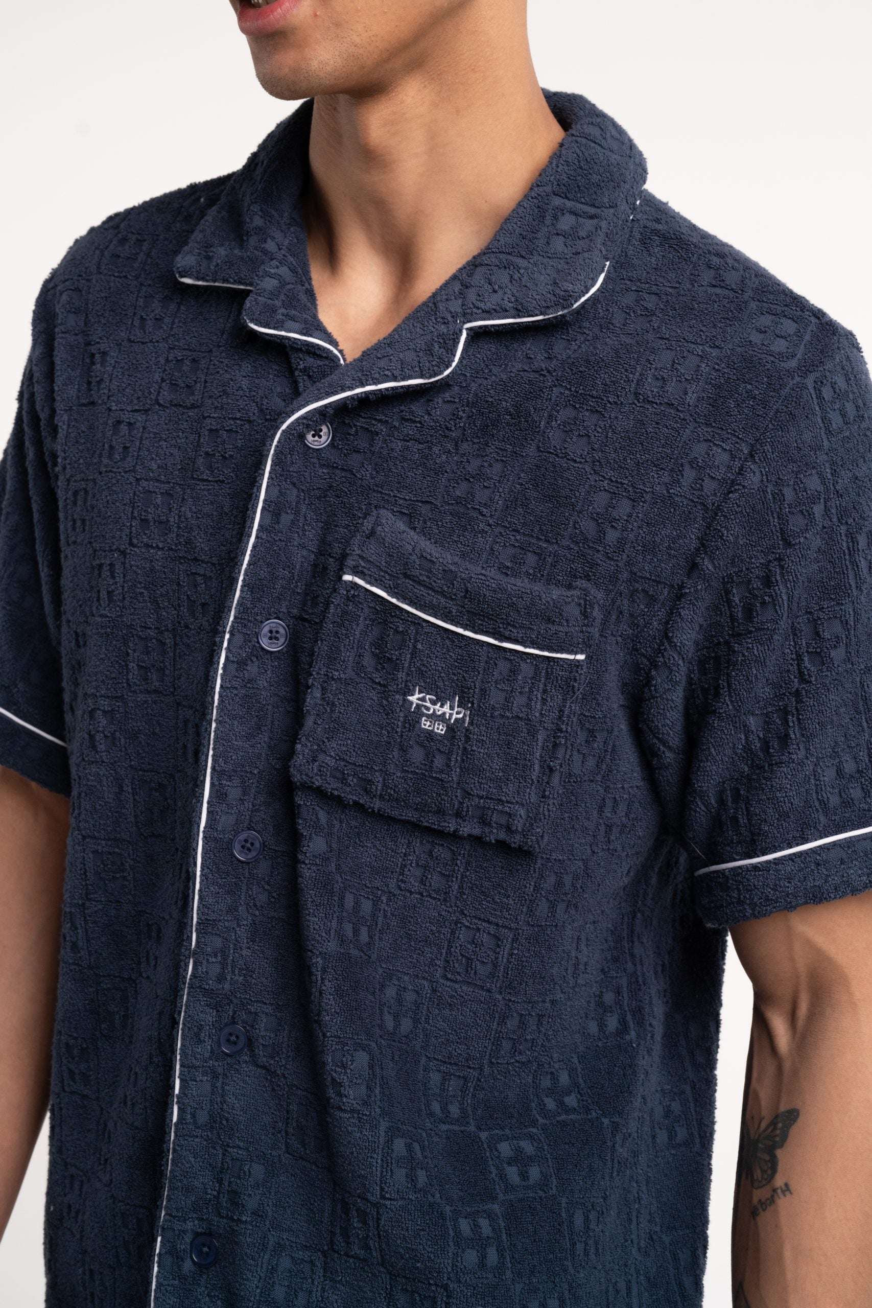 Ksubi Men's Knitted Lounge SS Resort Shirt MPF25SH015 BLU