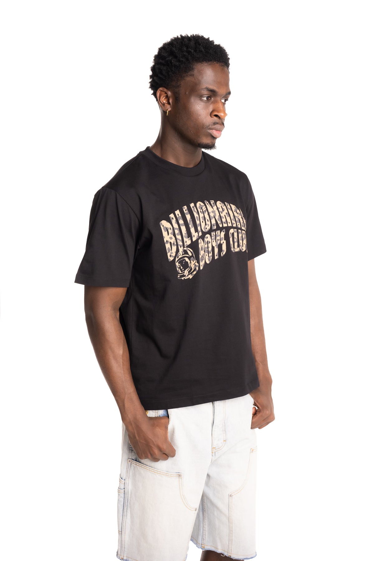 Billionaire Boys Club Men's Leopard Print Arch Logo T Shirt | BBTS2284-Black