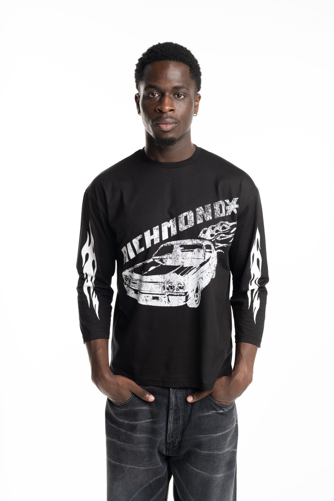 John Richmond Men's T Shirt Over Laupane | UMA25426TSFRT-Black