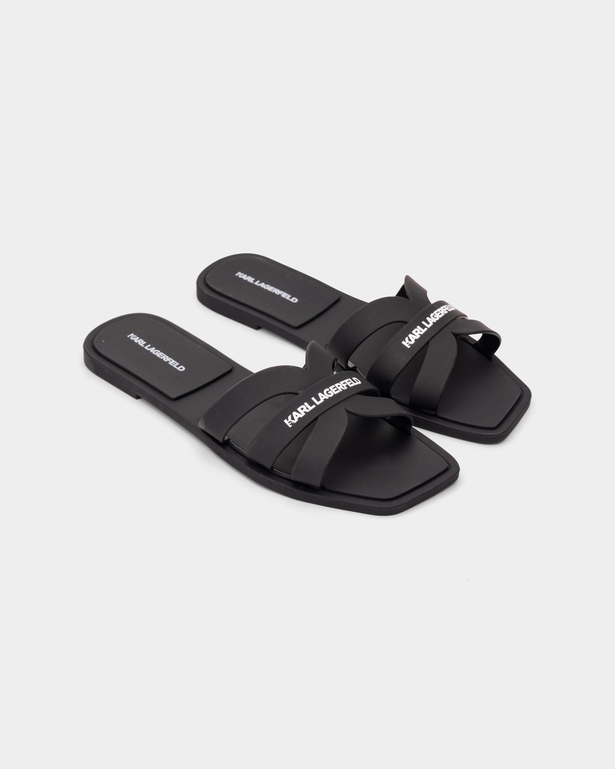 Karl Lagerfeld Ladies Jelly IV Matt Slide Black Leather KL80025 V00