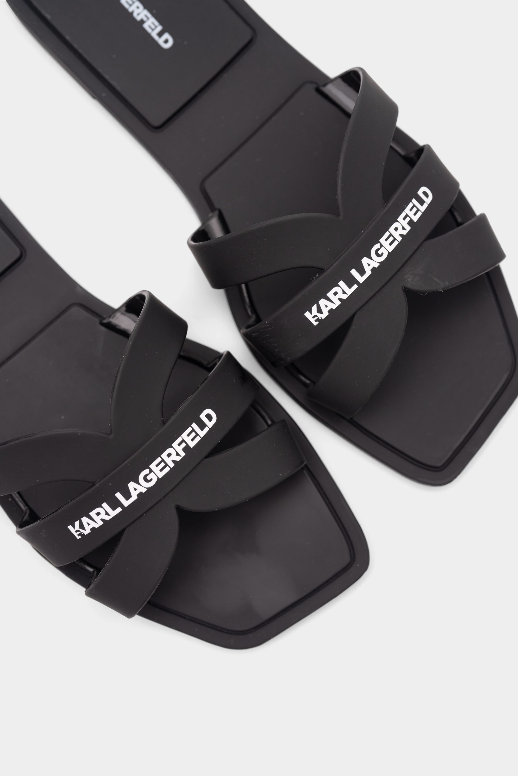 Karl Lagerfeld Ladies Jelly IV Matt Slide Black Leather KL80025 V00