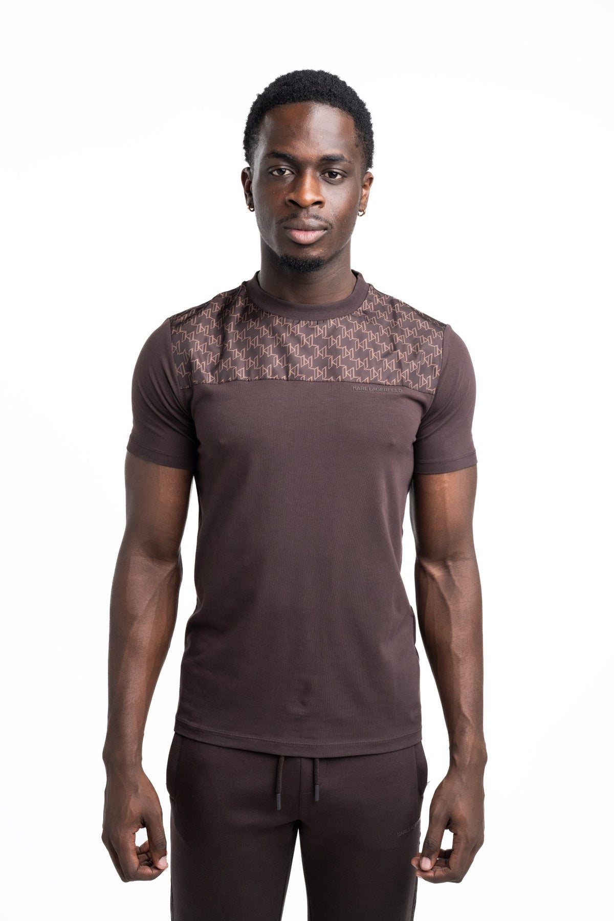 Karl Lagerfeld Men's T Shirt Crewneck Black/Brown | 7550305612-490