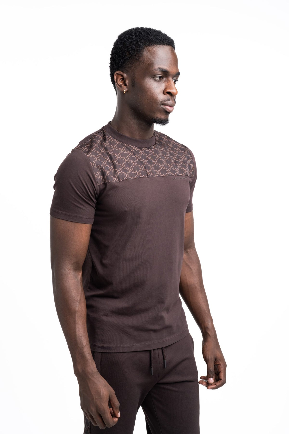 Karl Lagerfeld Men's T Shirt Crewneck Black/Brown | 7550305612-490
