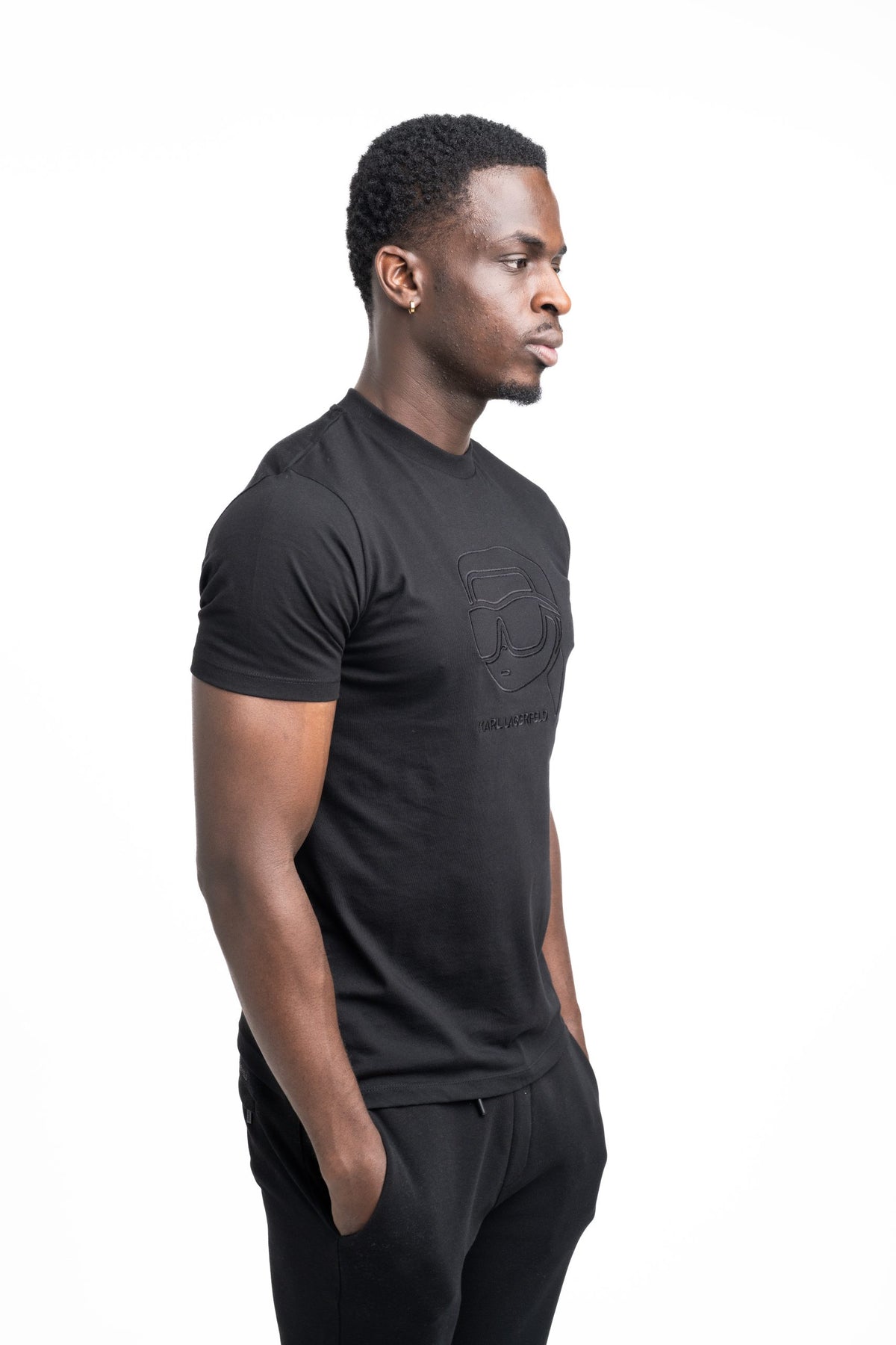 Karl Lagerfeld Men's T Shirt Crewneck Black | 7550525612-990