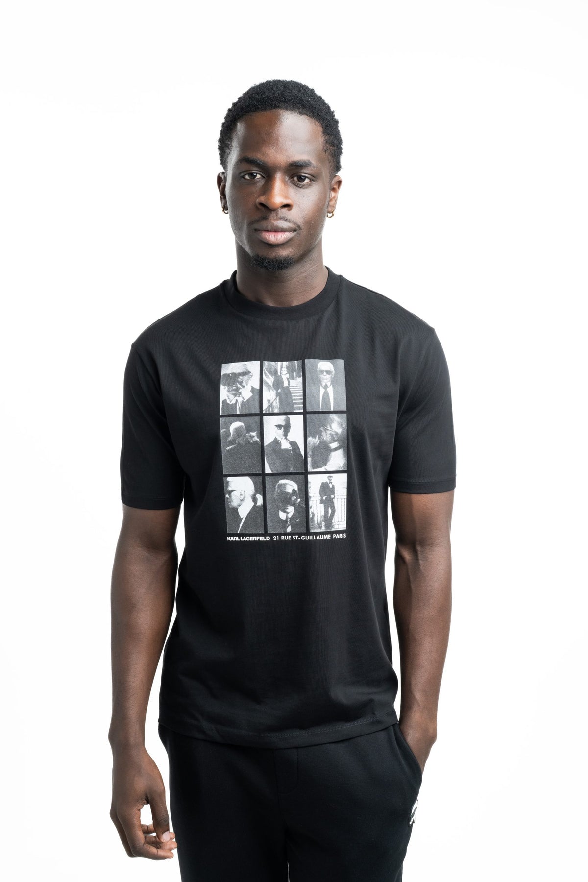 Karl Lagerfeld Men's T Shirt Crewneck Black | 7551495612-990