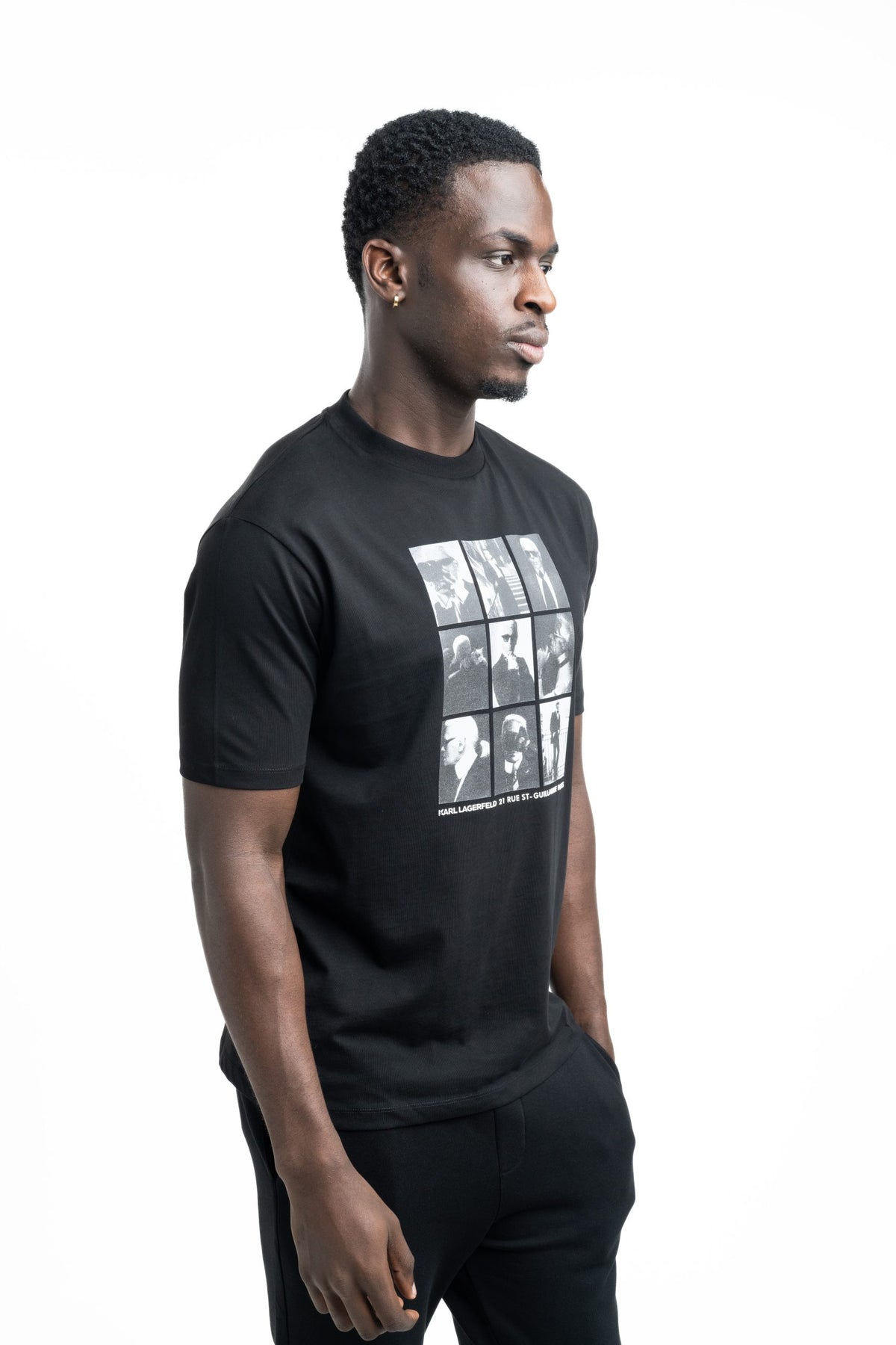 Karl Lagerfeld Men's T Shirt Crewneck Black | 7551495612-990