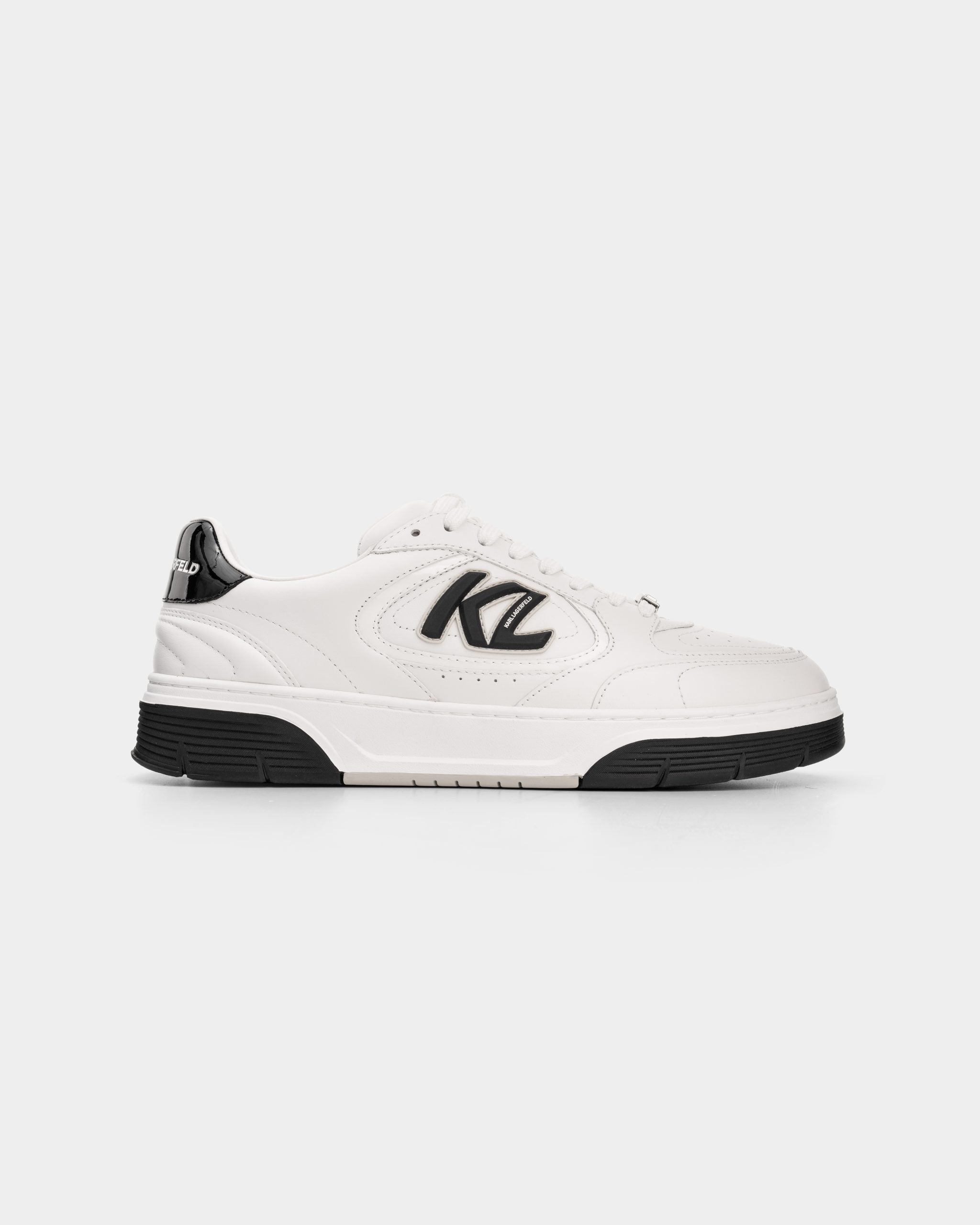 Karl Lagerfeld Men's Kourtney Sidetrim Lo Lace White Lthr w/Black | KL53025-010