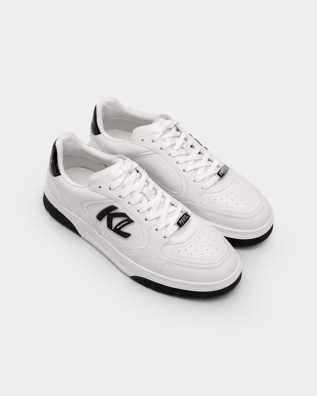 Karl Lagerfeld Men's Kourtney Sidetrim Lo Lace White Lthr w/Black | KL53025-010