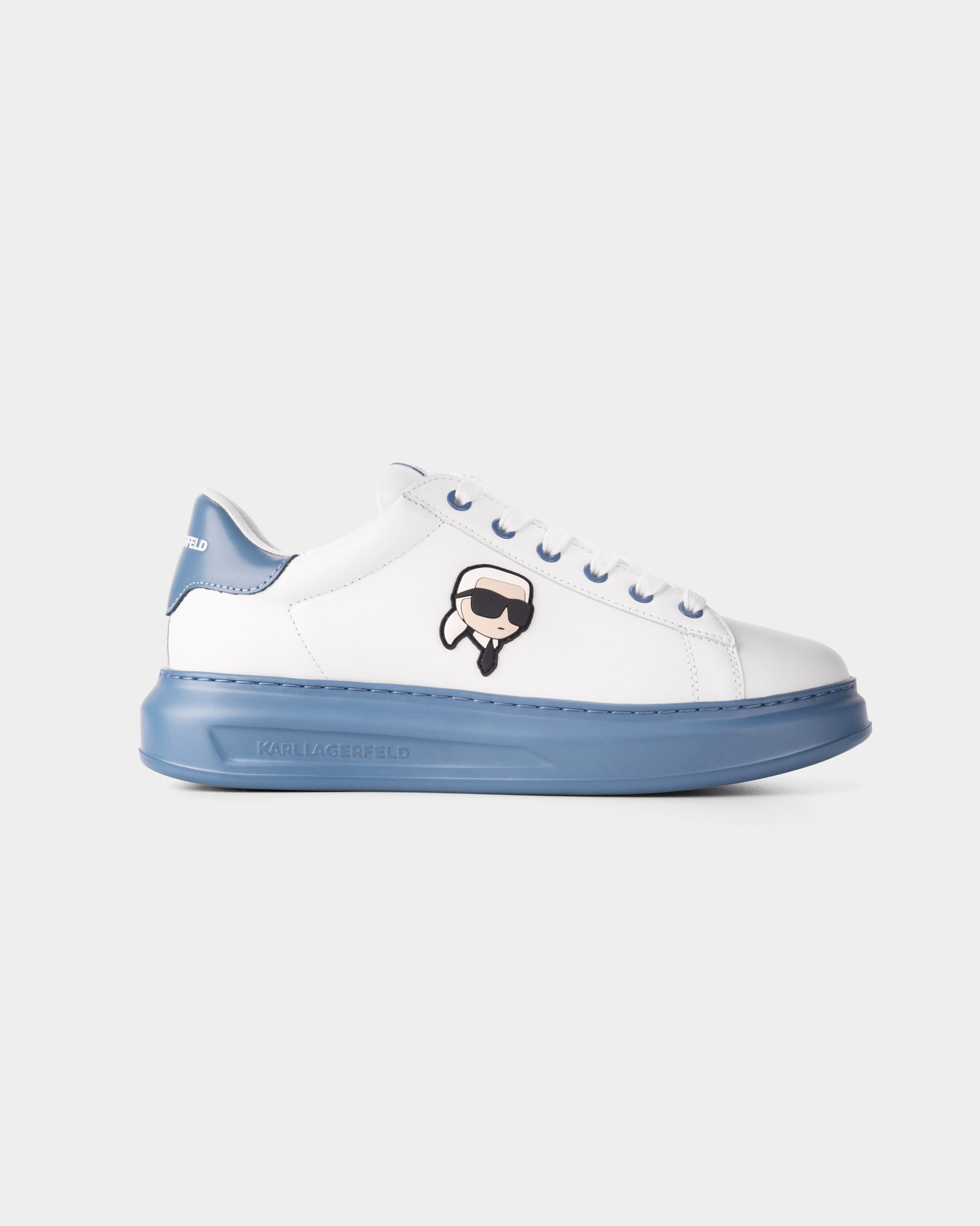 Karl Lagerfeld Men's Kapri NFT Metalik Lo Lace White Lthr w/Blue | KL52530P-01B