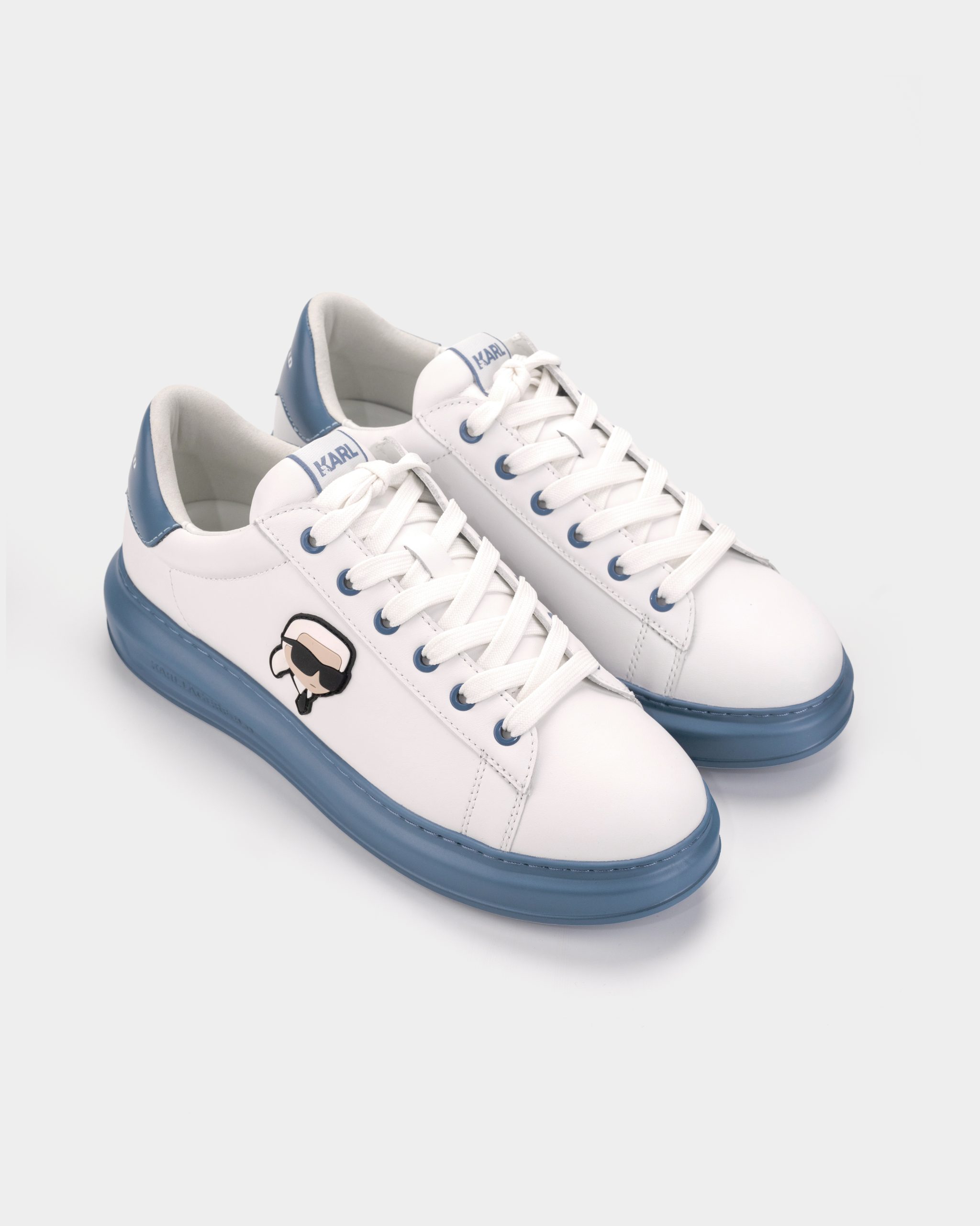 Karl Lagerfeld Men's Kapri NFT Metalik Lo Lace White Lthr w/Blue | KL52530P-01B