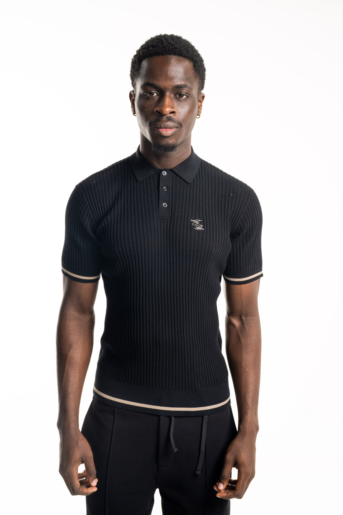 Filling Pieces Men's Fine Knit Polo Black | 422570500127-130