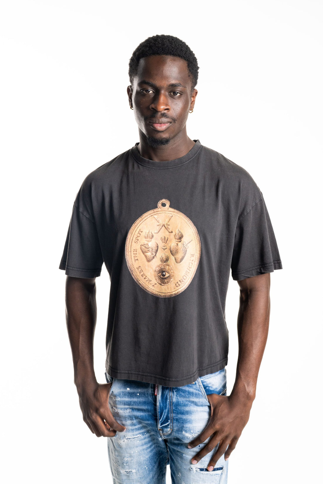 John Richmond Men's T Shirt Samat| UMA25173TSP8- Black Acid