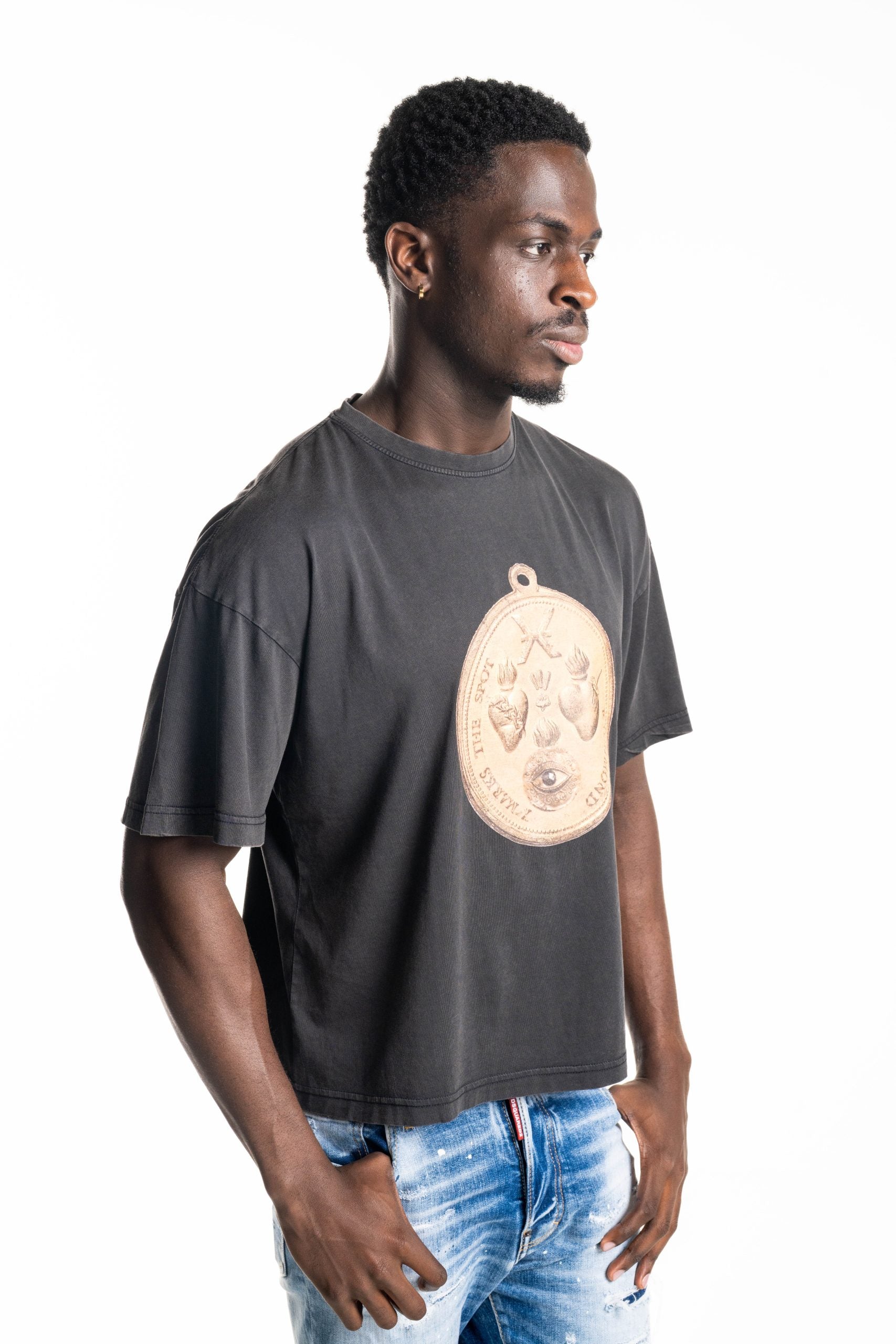 John Richmond Men's T Shirt Samat| UMA25173TSP8- Black Acid