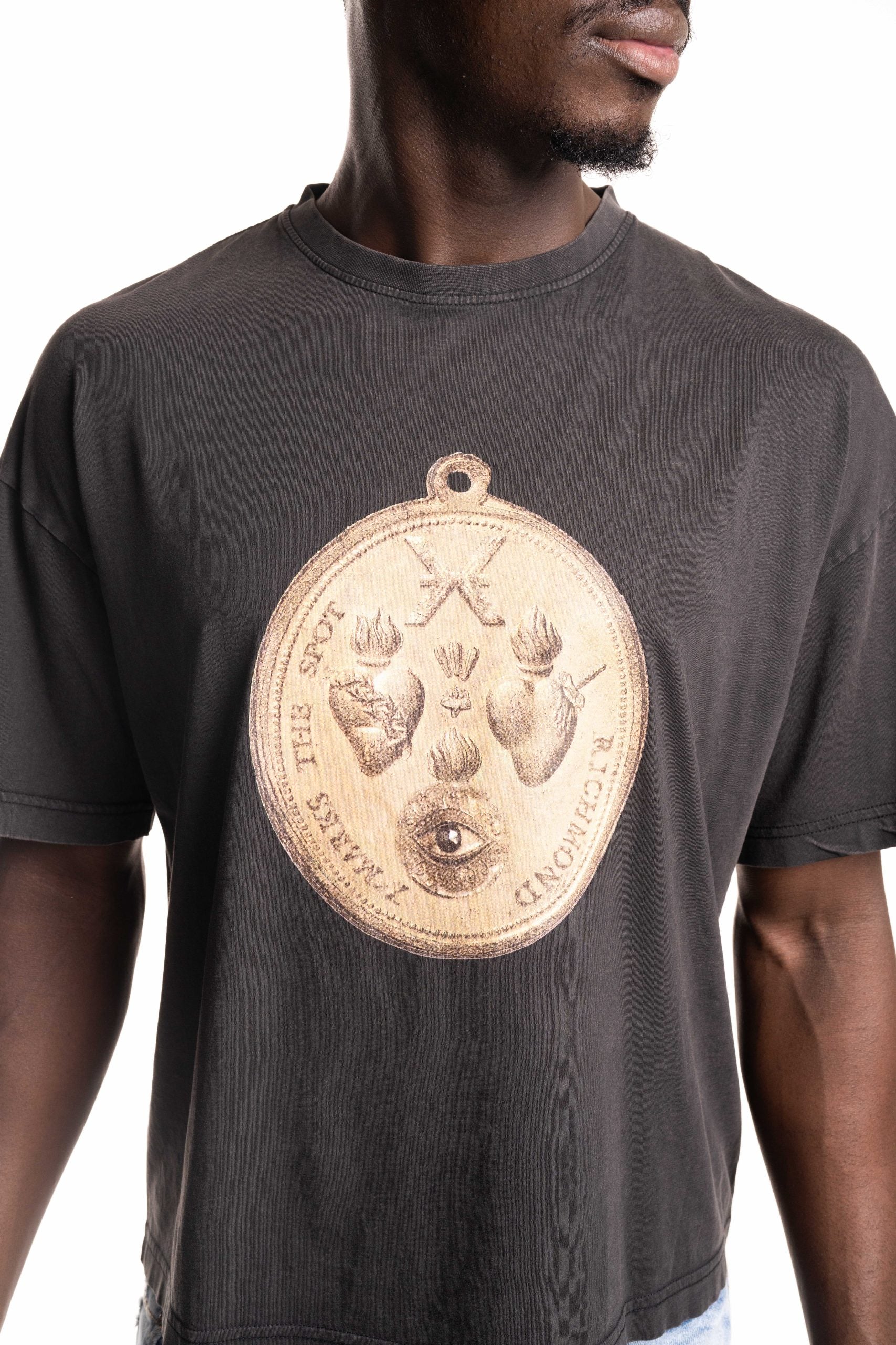 John Richmond Men's T Shirt Samat| UMA25173TSP8- Black Acid