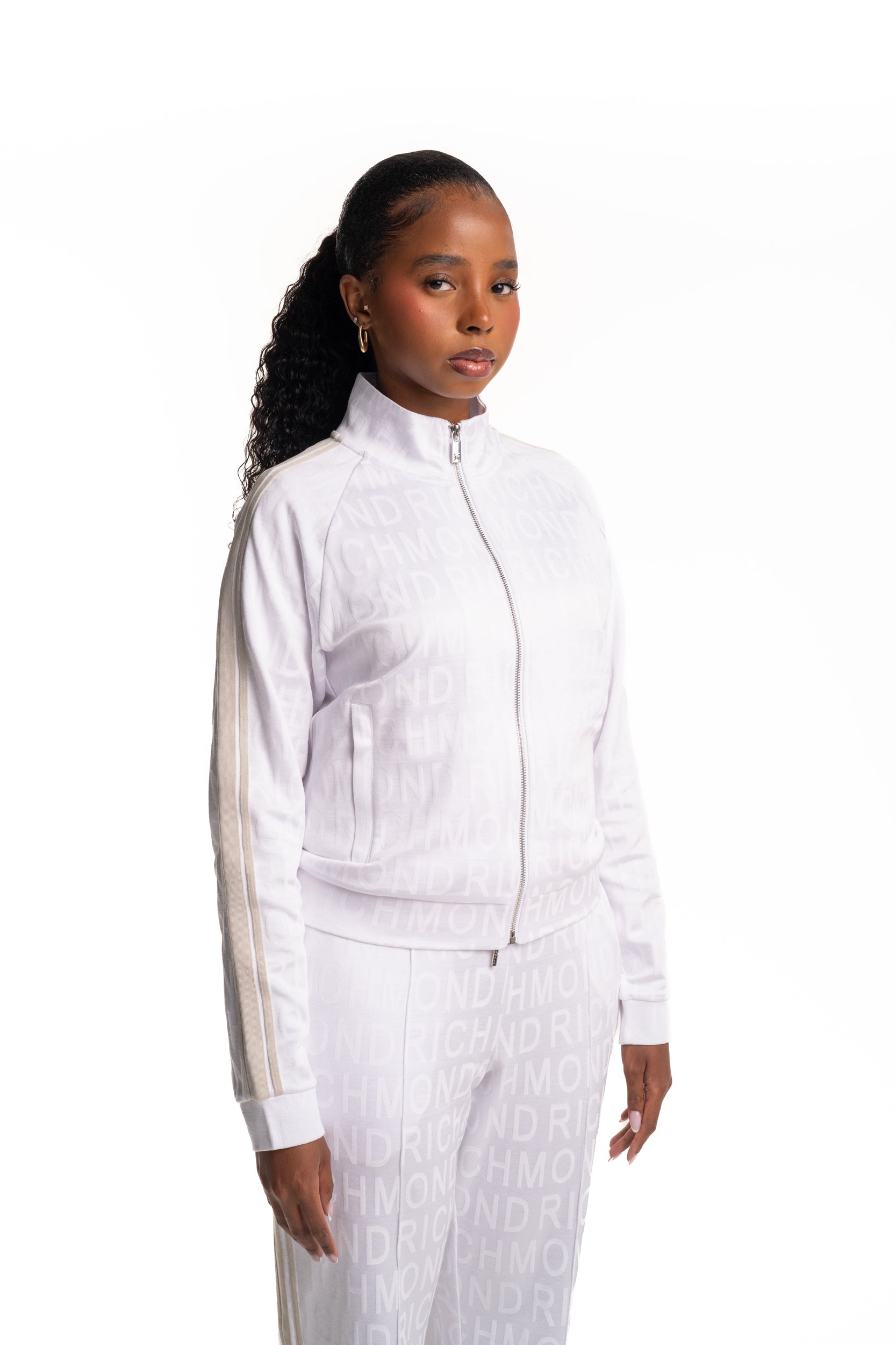John Richmond Ladies Alkamar Zip Sweatshirt | UWP26006FEHB-White