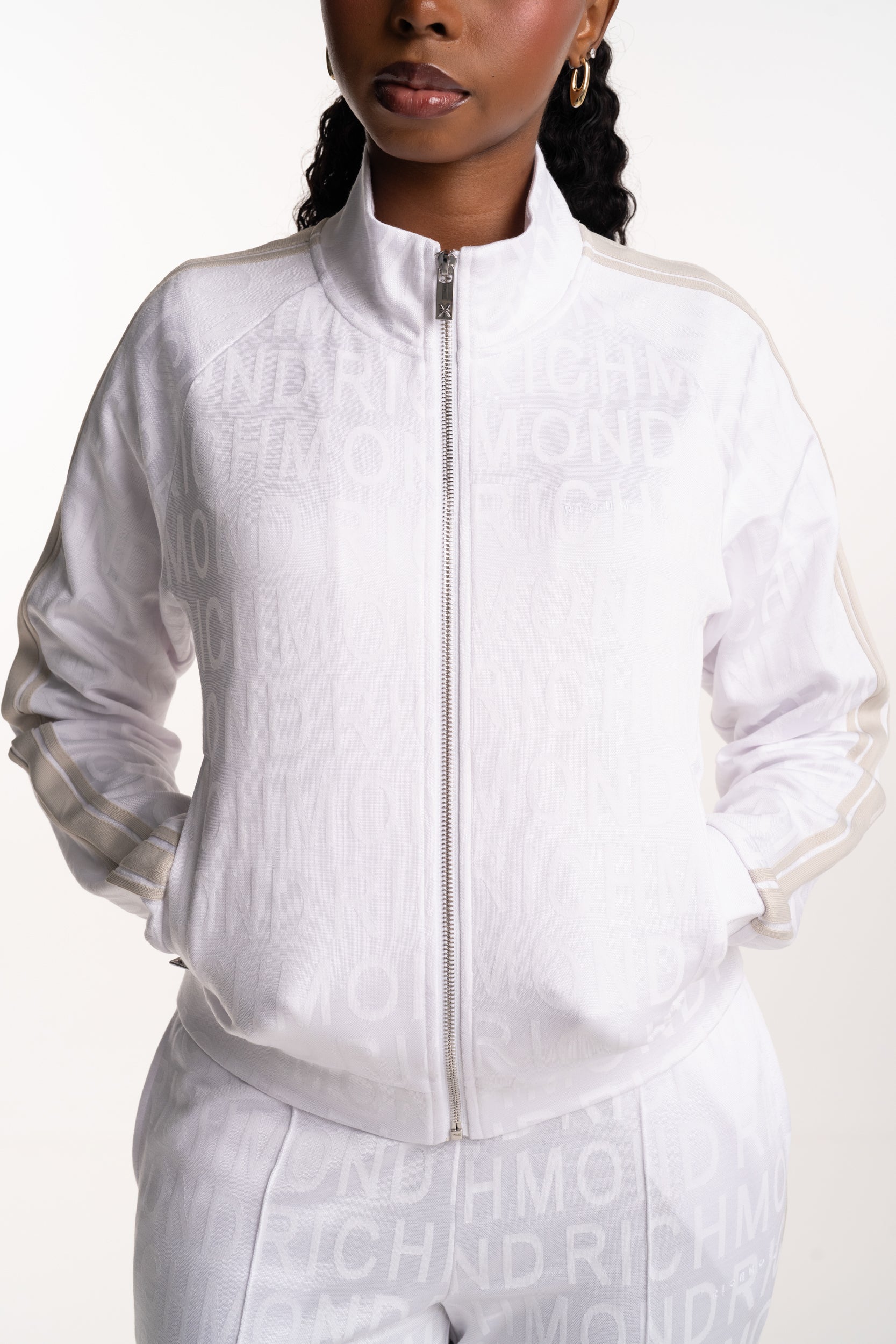 John Richmond Ladies Alkamar Zip Sweatshirt | UWP26006FEHB-White