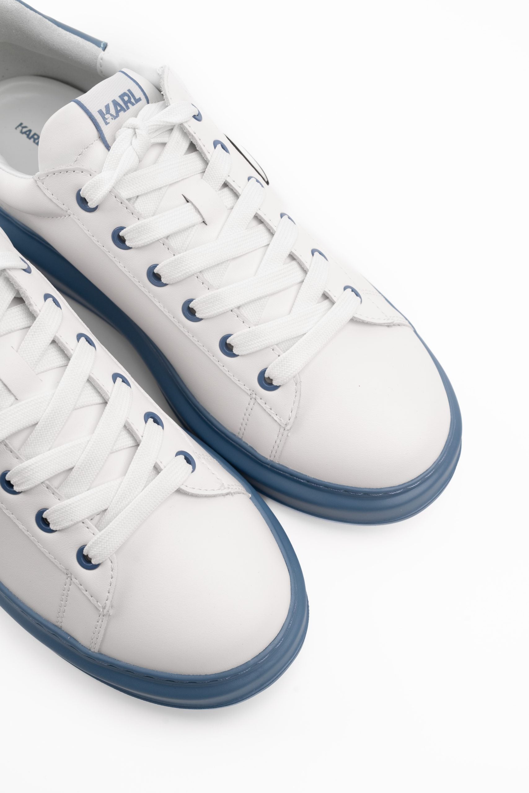 Karl Lagerfeld Men's Kapri NFT Metalik Lo Lace White Lthr w/Blue | KL52530P-01B