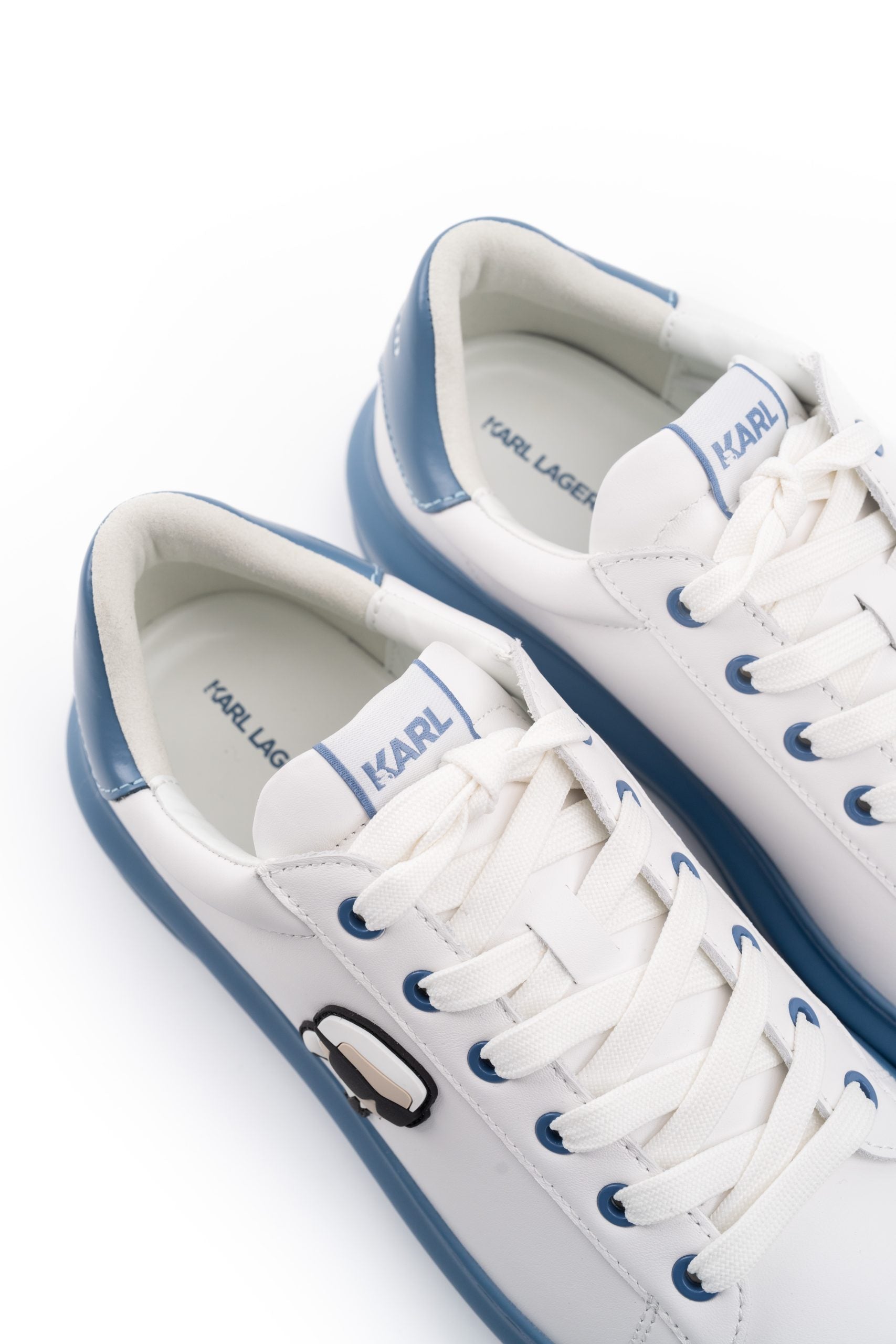 Karl Lagerfeld Men's Kapri NFT Metalik Lo Lace White Lthr w/Blue