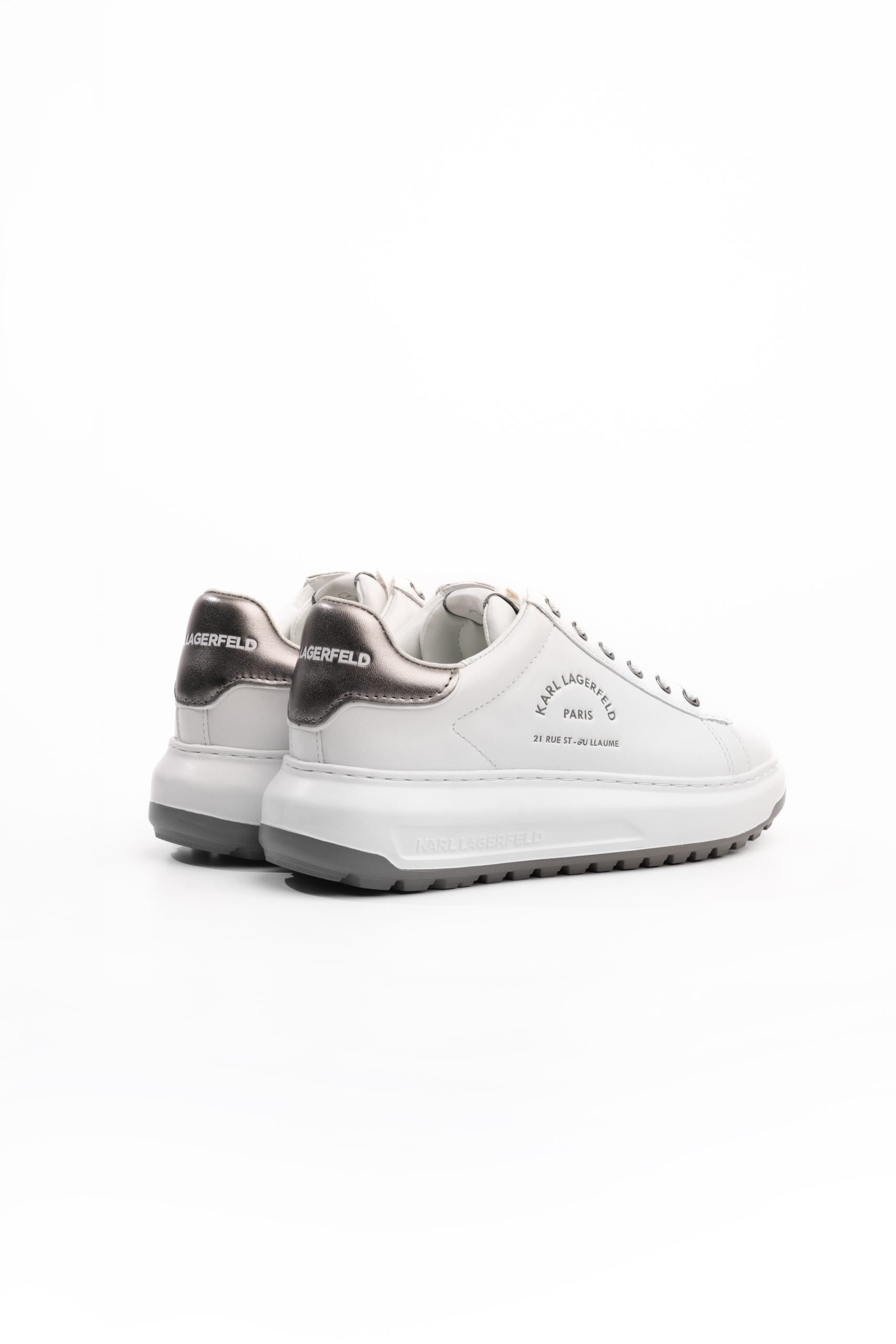 Karl Lagerfeld Ladies Kapri Lug Maison Lace White Lthr w/Silver | KL67538-01S