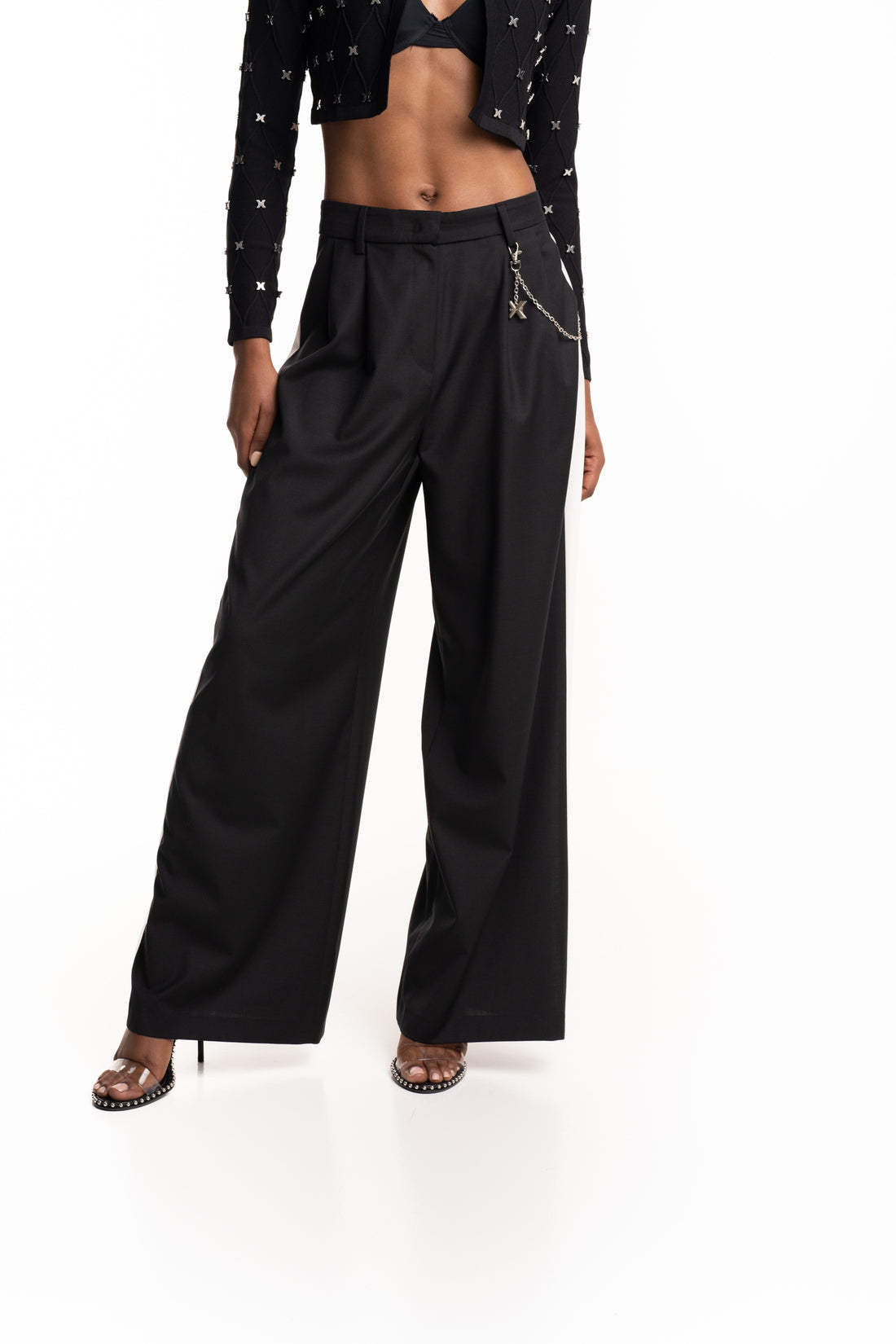 John Richmond Ladies Cashid Pants | UWP2619PAMAN-Black/Wht