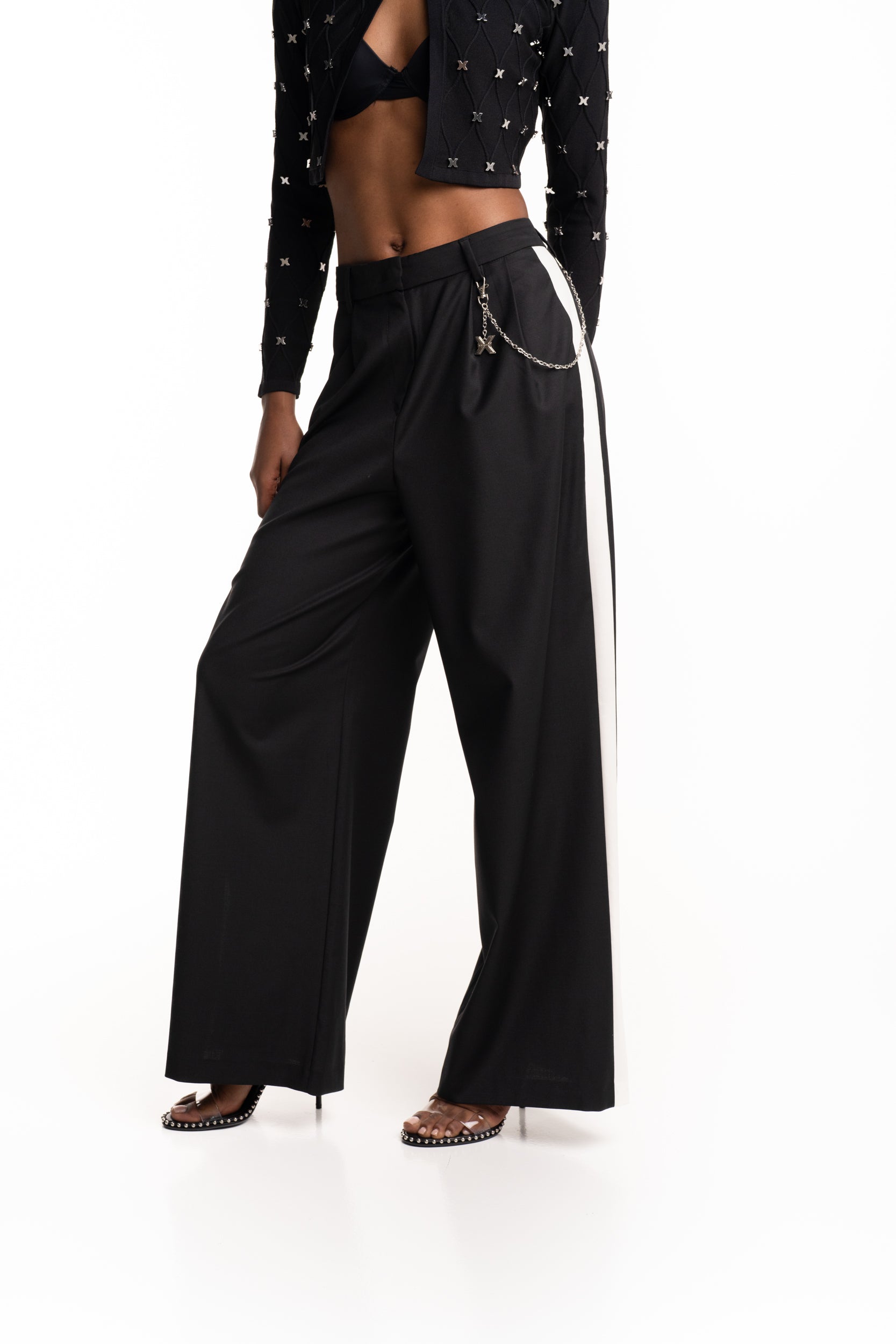 John Richmond Ladies Cashid Pants | UWP2619PAMAN-Black/Wht
