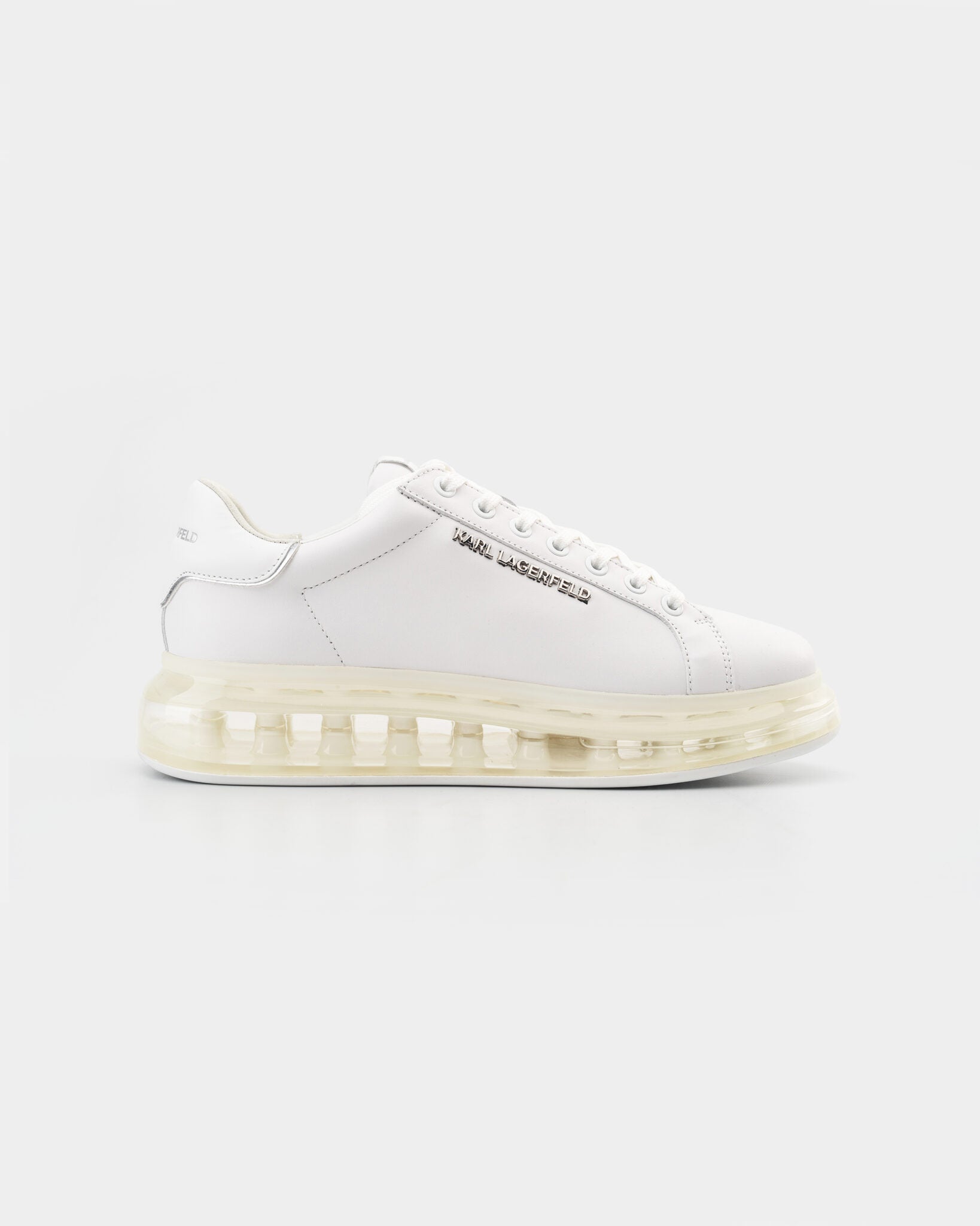 (Core) Karl Lagerfeld Men's Kapri Kushion Lo Lace Shine White Textured Lthr Mono KL52625A 11W