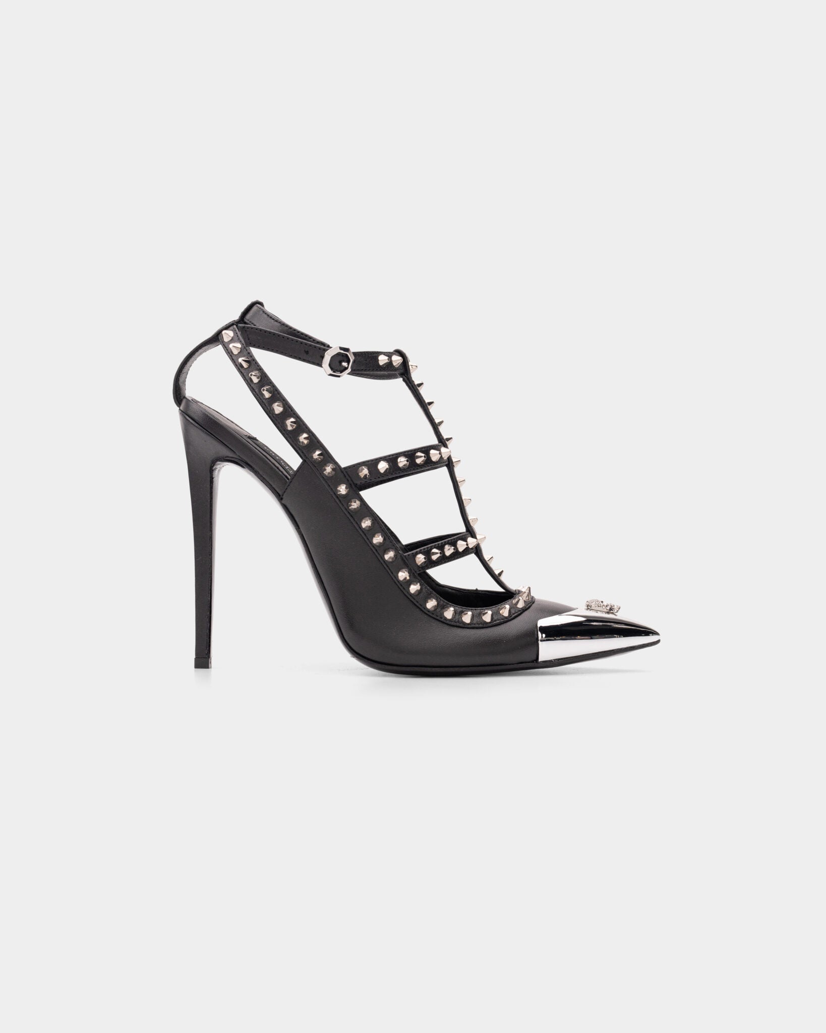 Philipp Plein Women's Nappa Leather High Heels Studs Sandals WSA0710 PLE010N 02