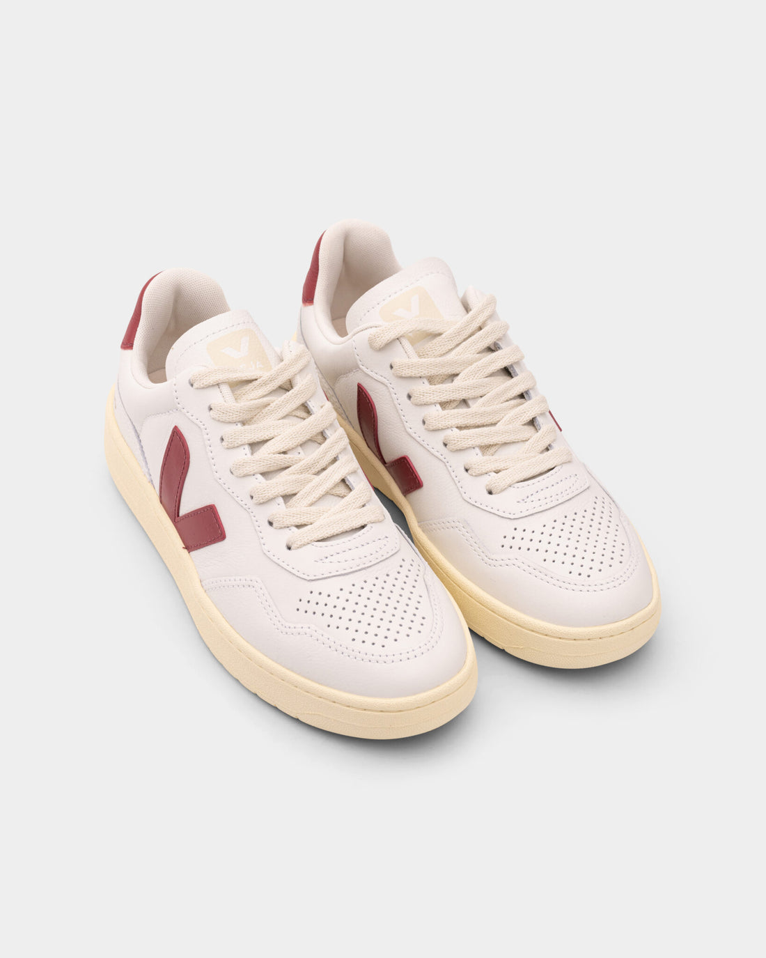 Veja Ladies V-90 OT Leather Sneaker VD2003657A Extra White Marsala