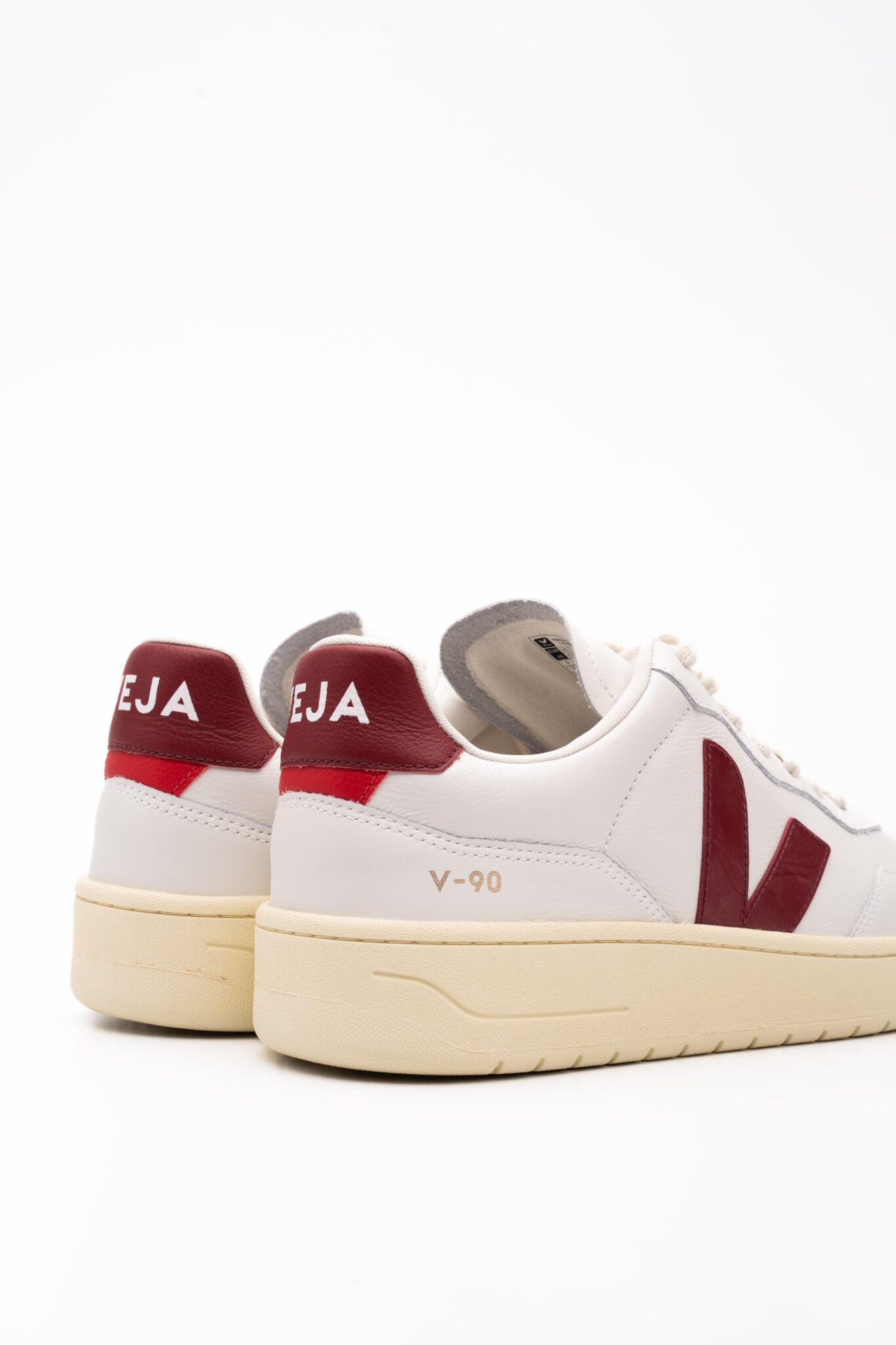 Veja Ladies V-90 OT Leather Sneaker VD2003657A Extra White Marsala