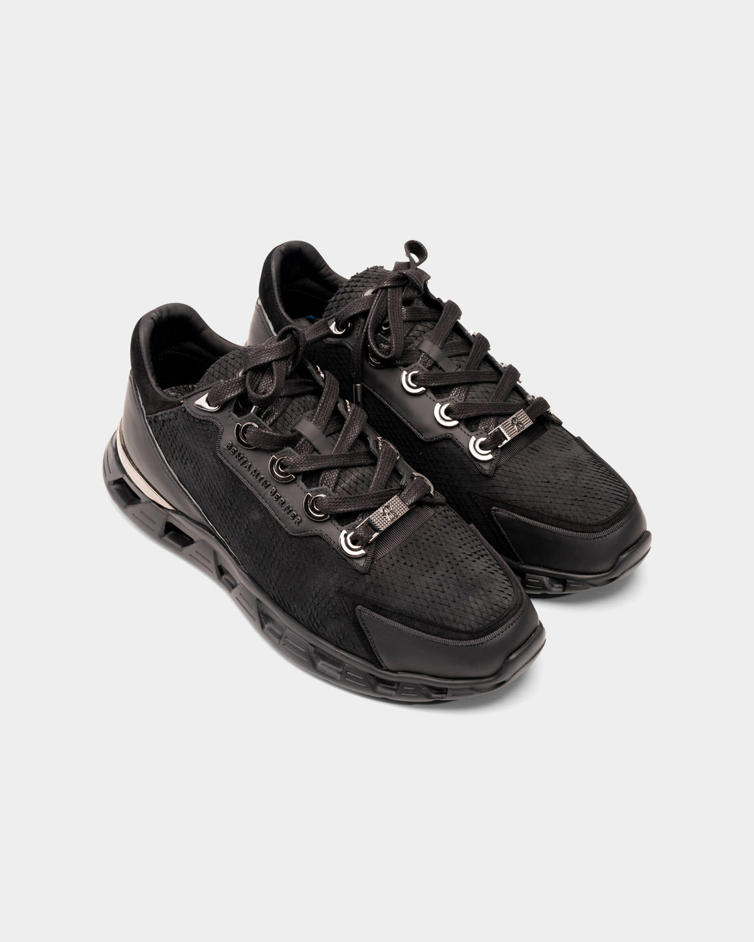 Benjamin Burner Men's Razor High Tech Runner All Black Rhombus Cut Nubuck | BNJ0191-090-222
