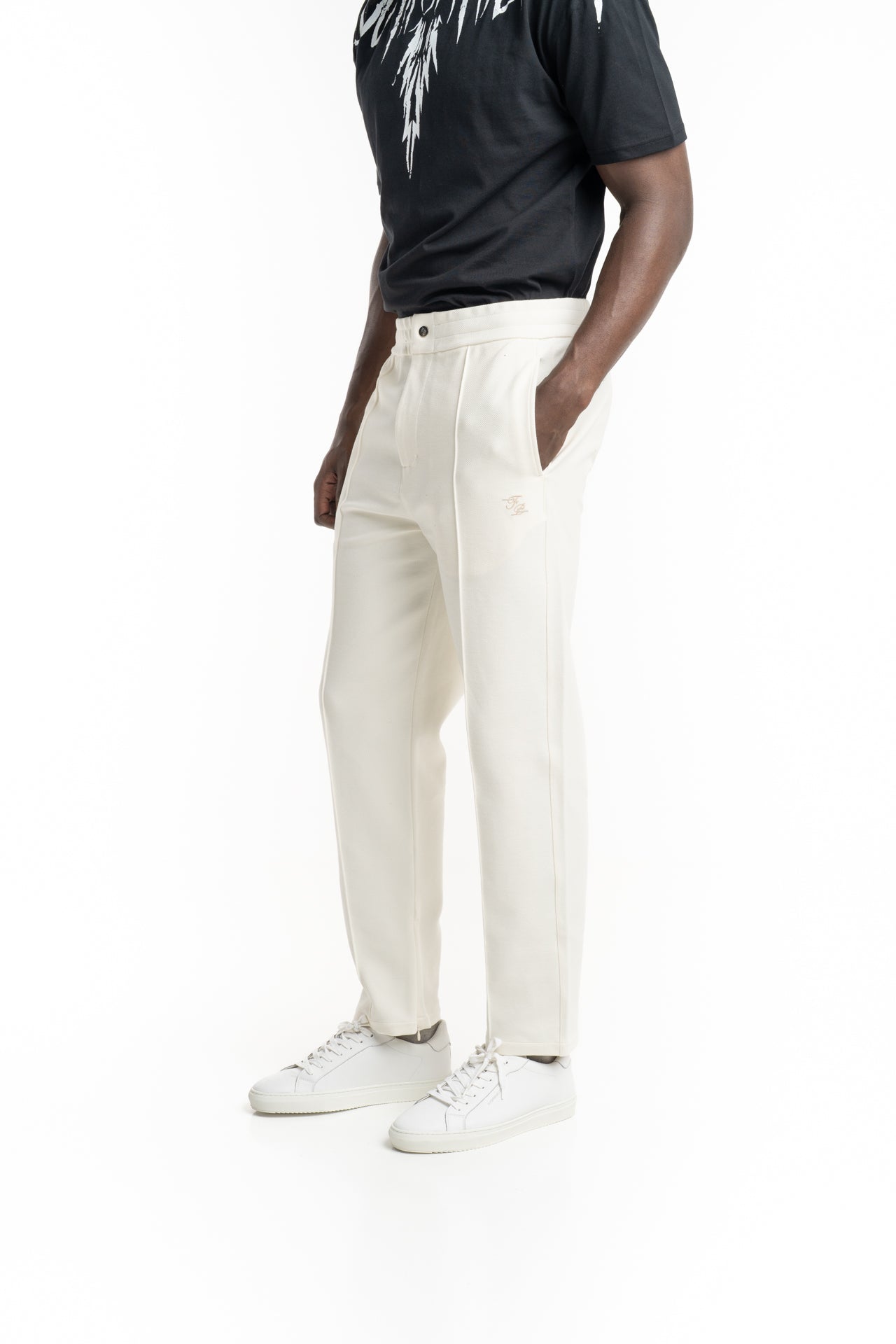 Filling Pieces Men's Coach Pants Logo Antique White | 412550500127-214