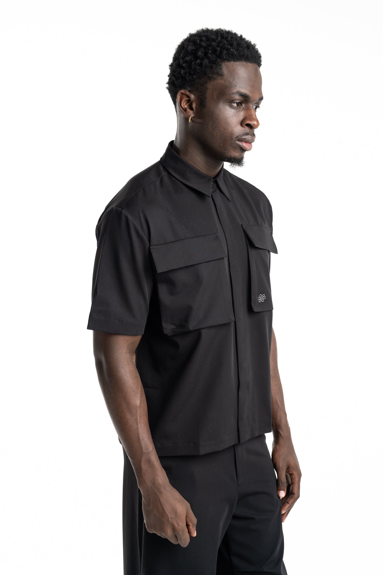 Filling Pieces Men's Resort Shirt Drapy Black | 412655501295-130