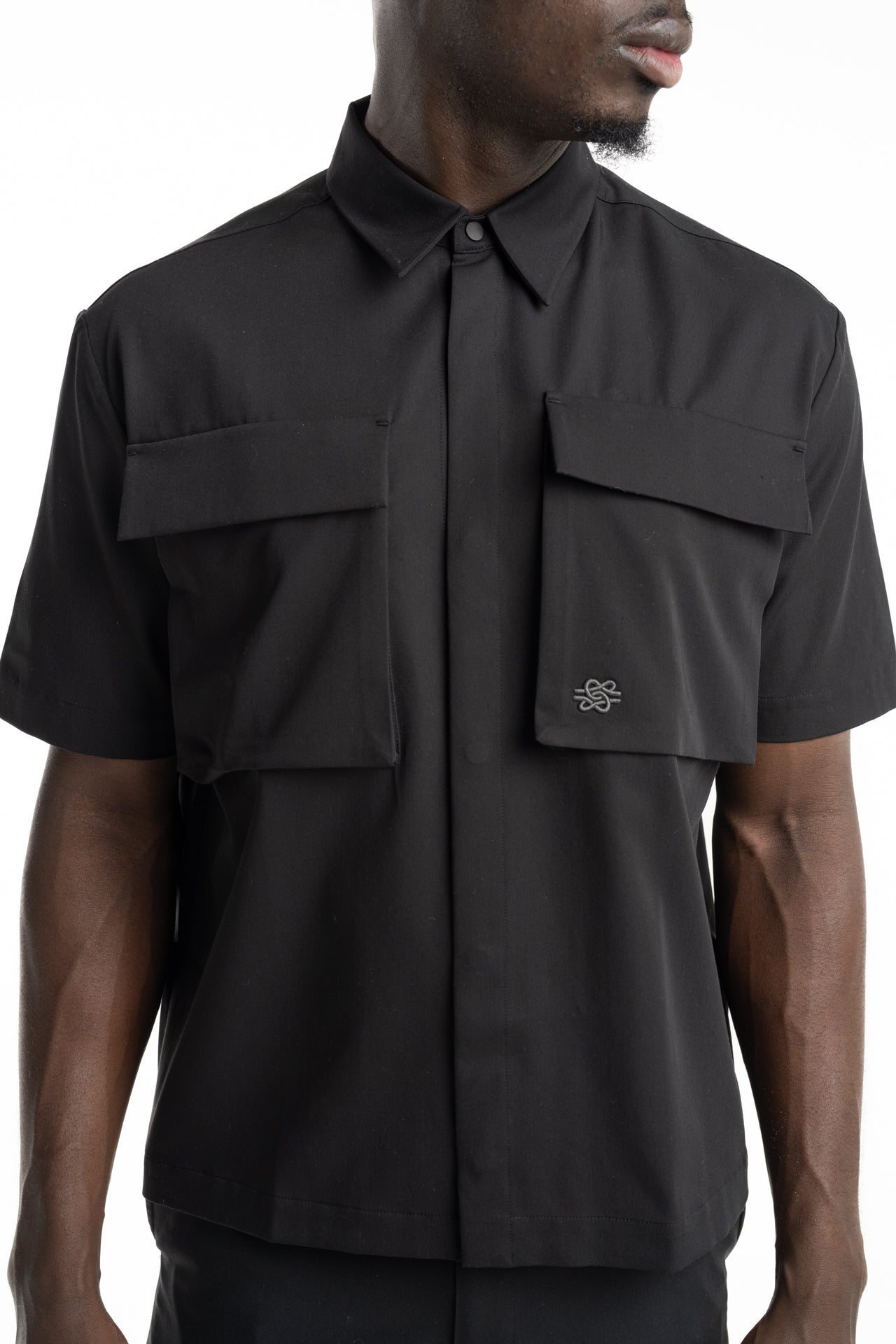 Filling Pieces Men's Resort Shirt Drapy Black | 412655501295-130