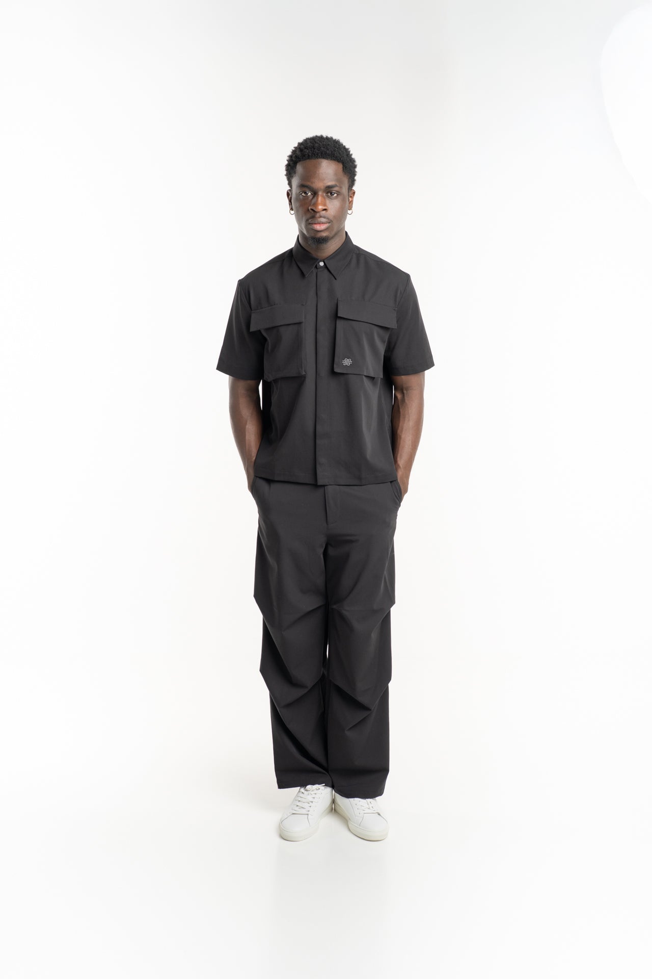 Filling Pieces Men's Resort Shirt Drapy Black | 412655501295-130