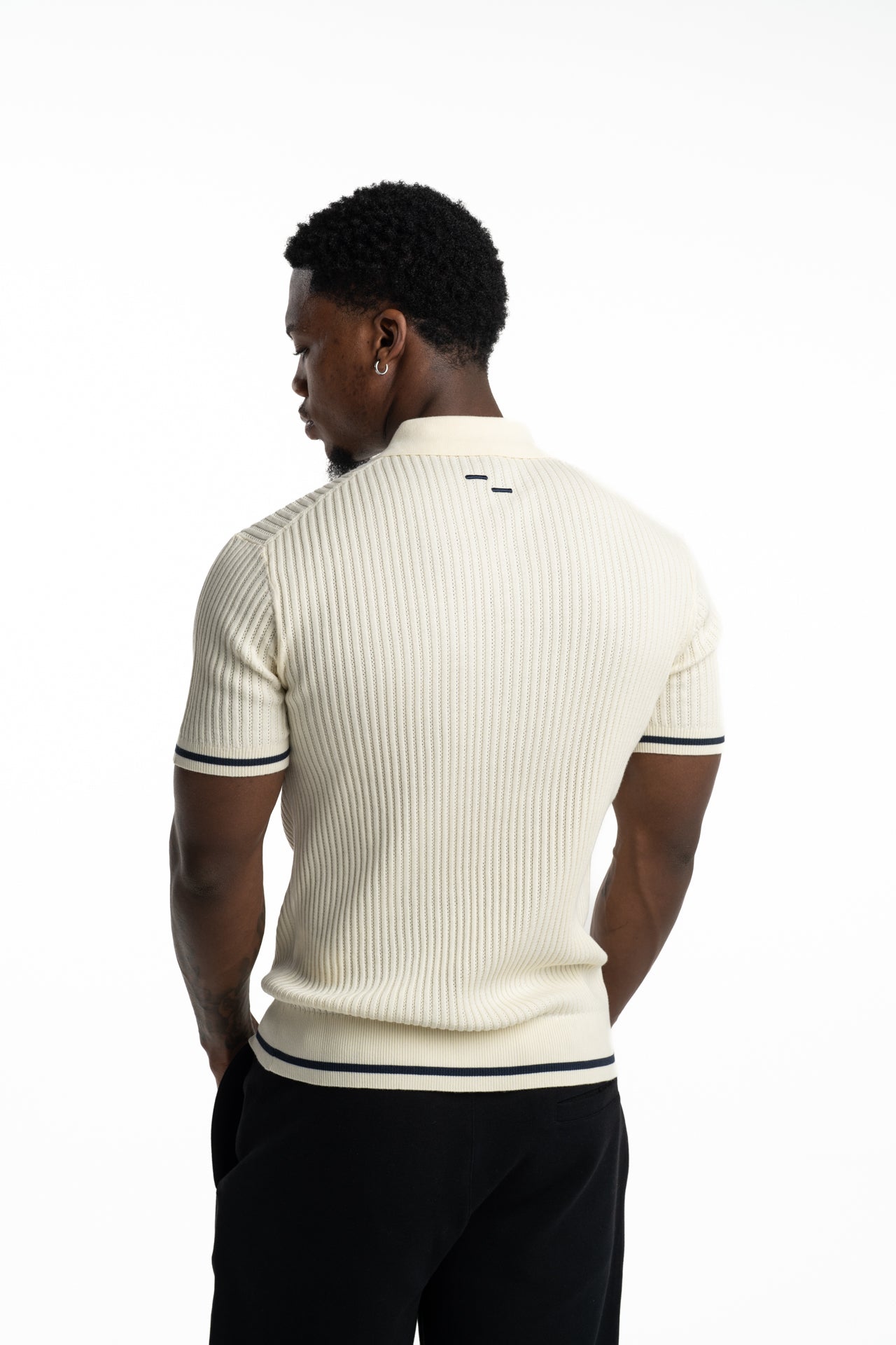 FillingPieces Men's Fine Knit Polo Antique White | 412670500302-214
